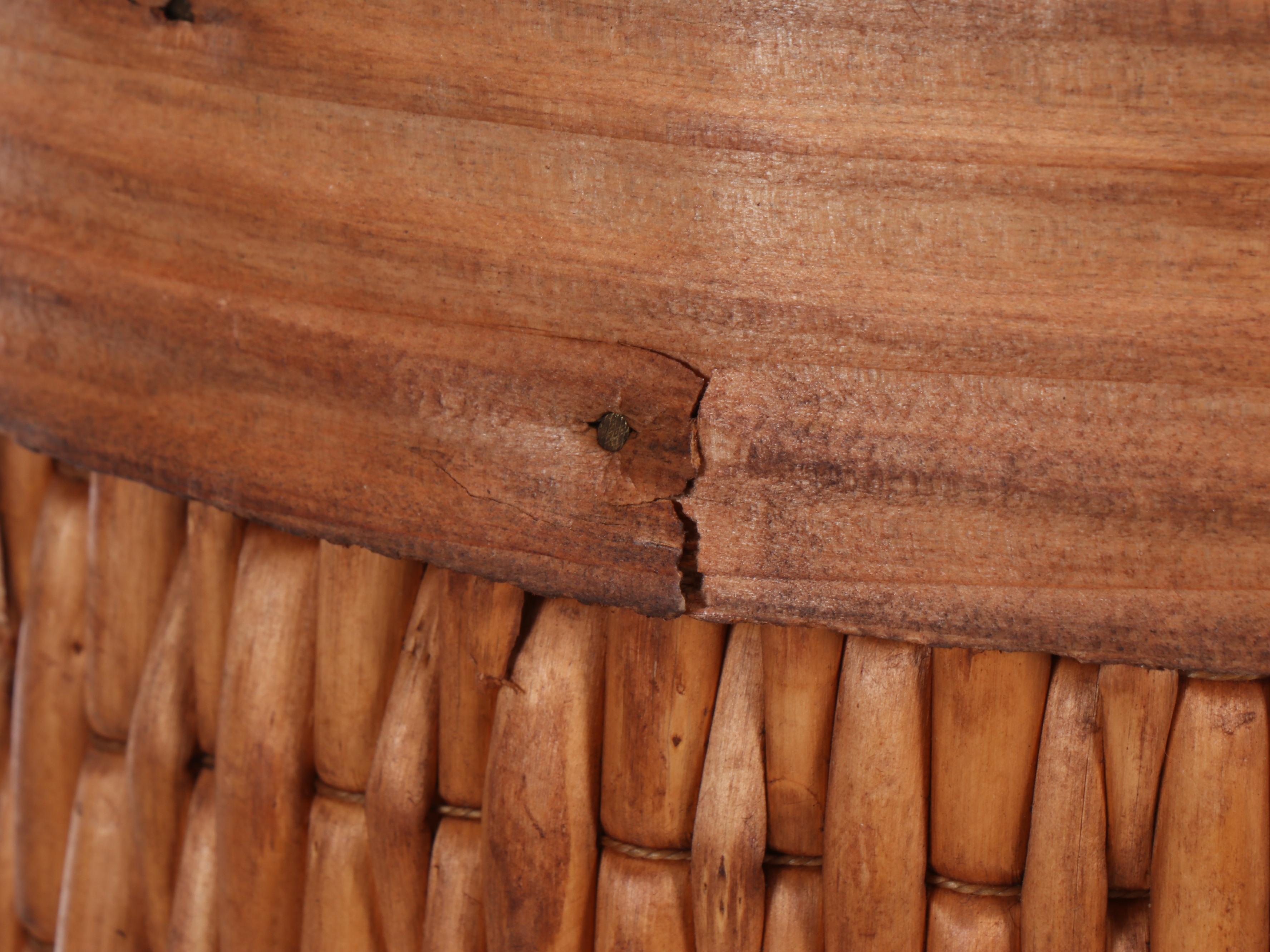 Woven Umbrella Basket with Carved and Painted Wooden Canes