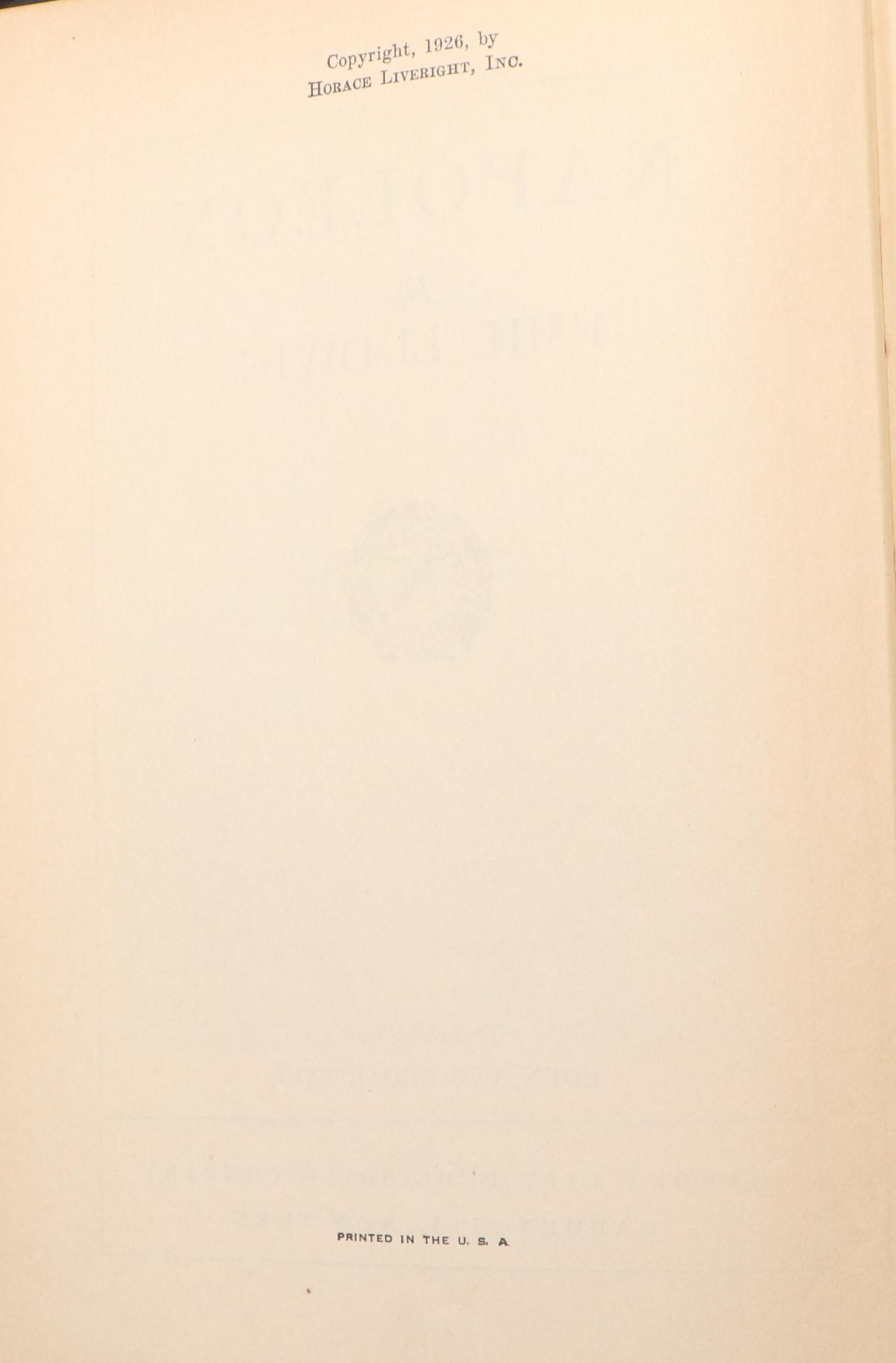 "Napoleon" by Emil Ludwig, 1926