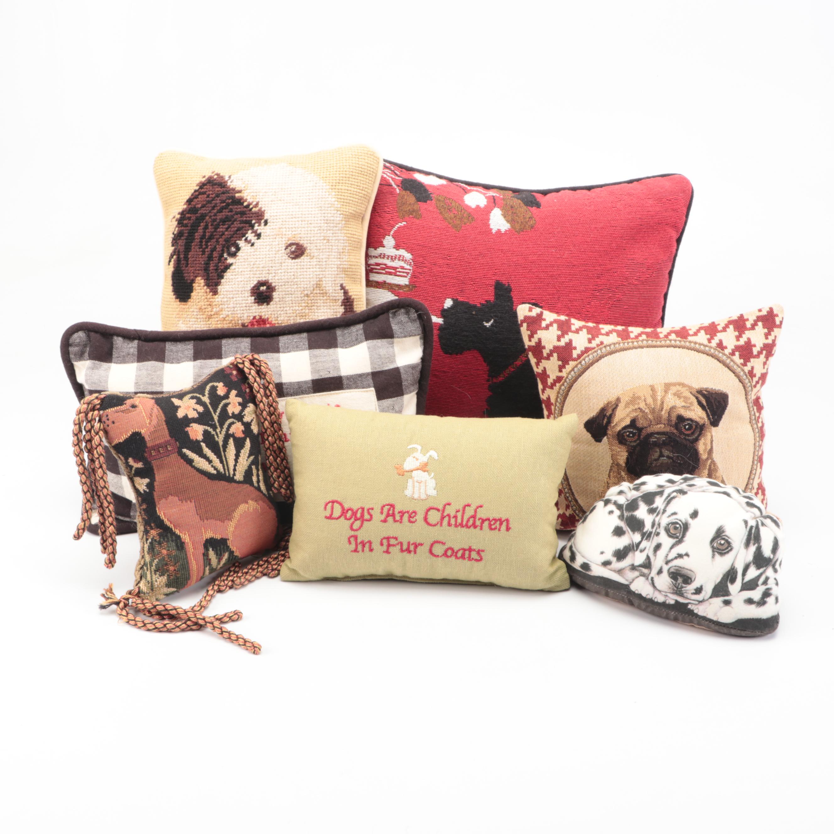 Dominguez Needlepoint Dog Pillow and More Dog Throw Pillows