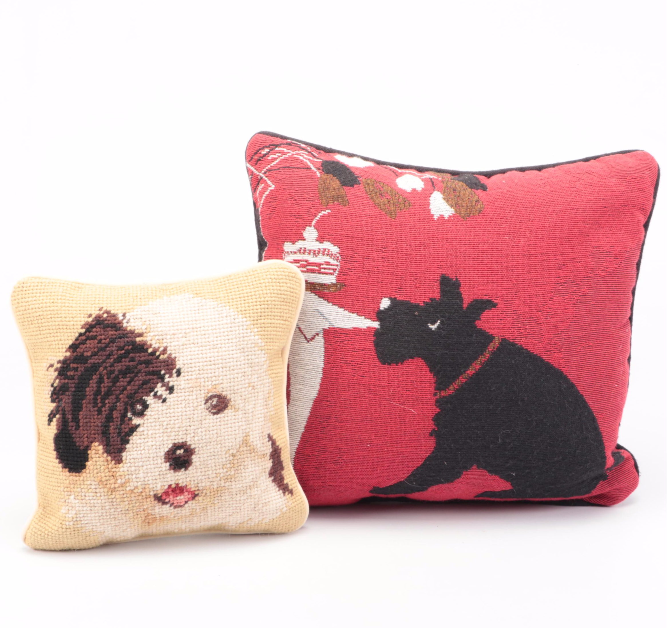 Dominguez Needlepoint Dog Pillow and More Dog Throw Pillows