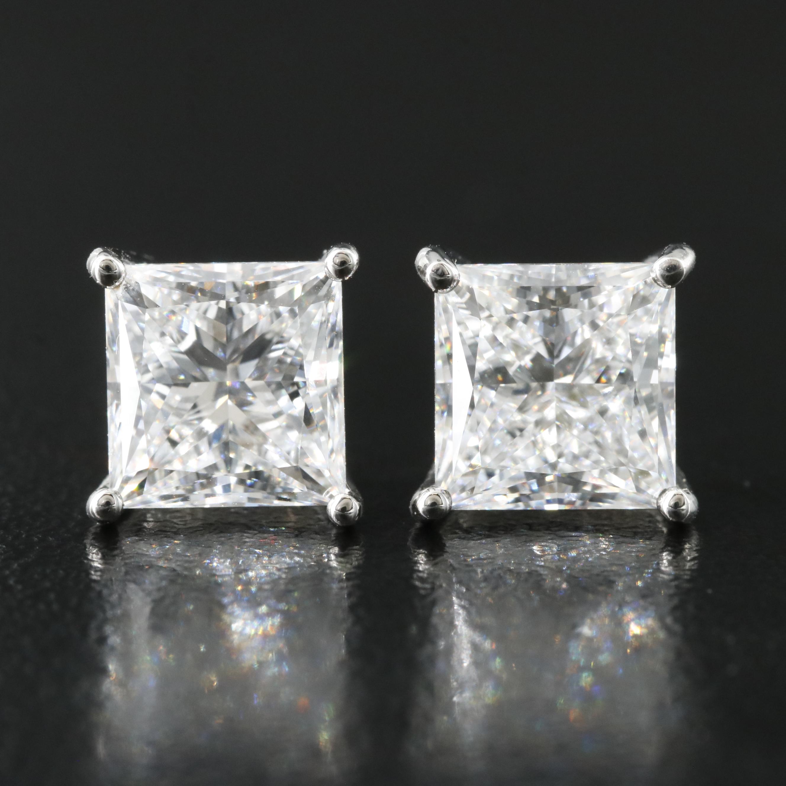 Platinum 4.61 CTW Lab Grown Diamond Stud Earrings with IGI Reports