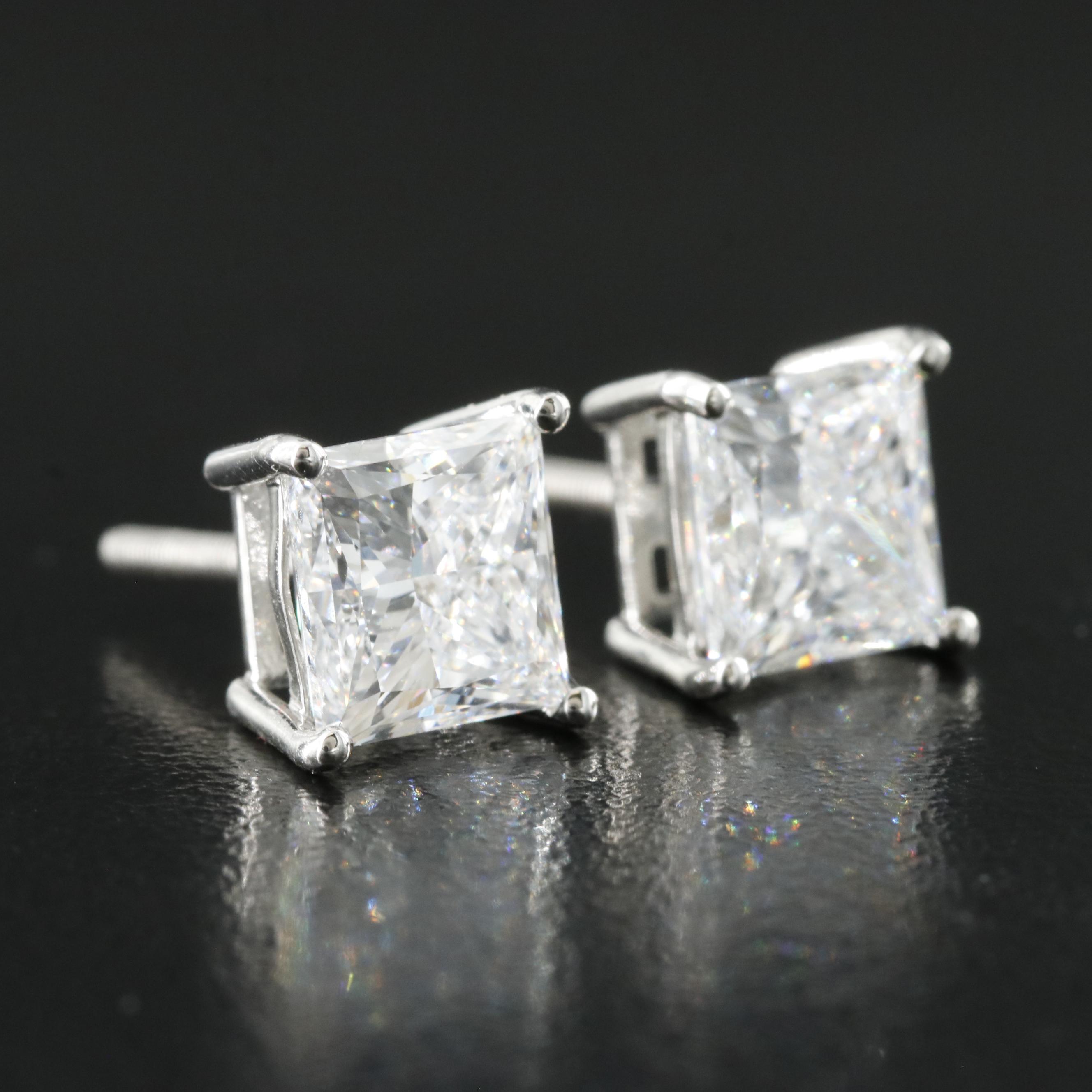 Platinum 4.61 CTW Lab Grown Diamond Stud Earrings with IGI Reports