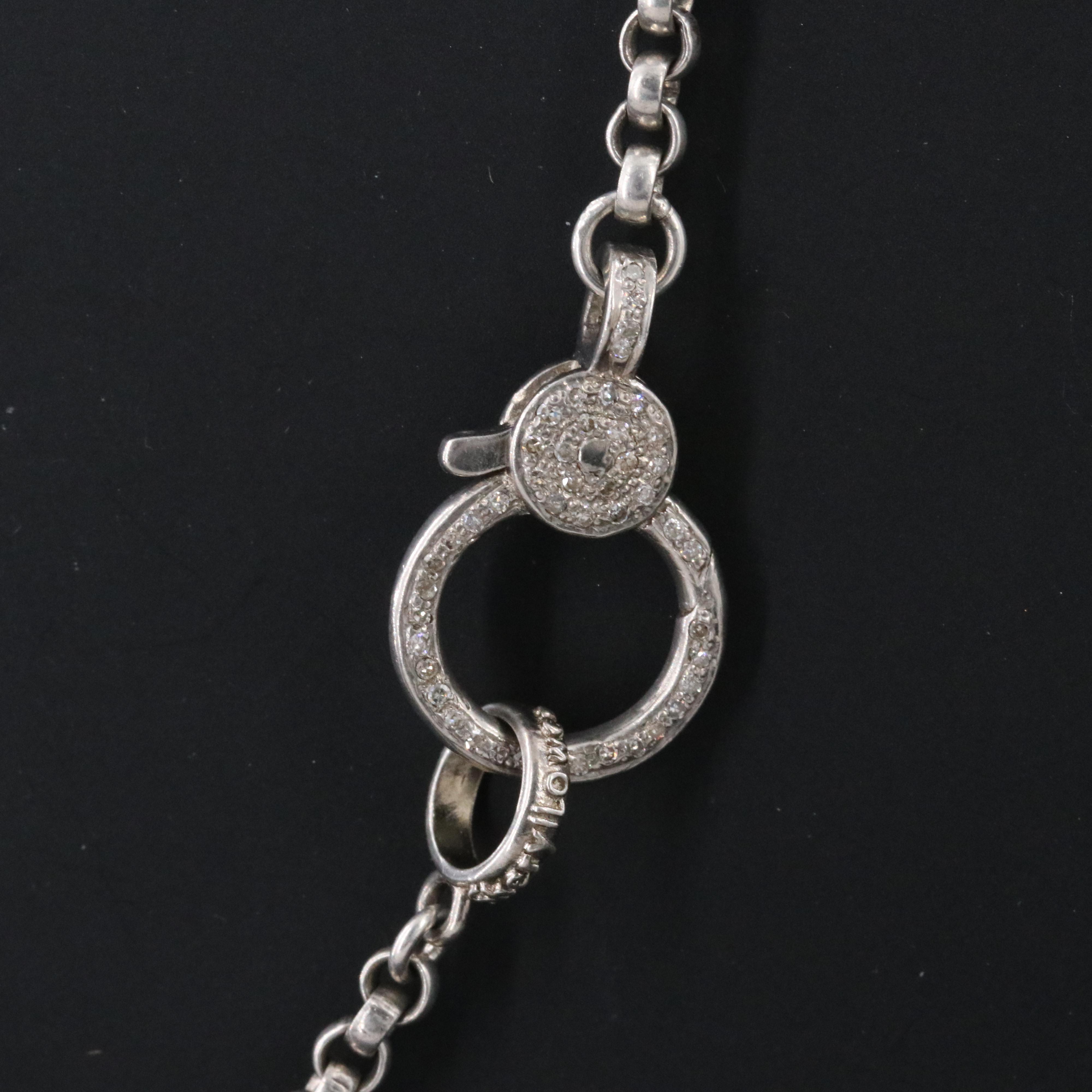 Sheryl Lowe Sterling Diamond Rolo Chain Necklace with Diamond Clasp