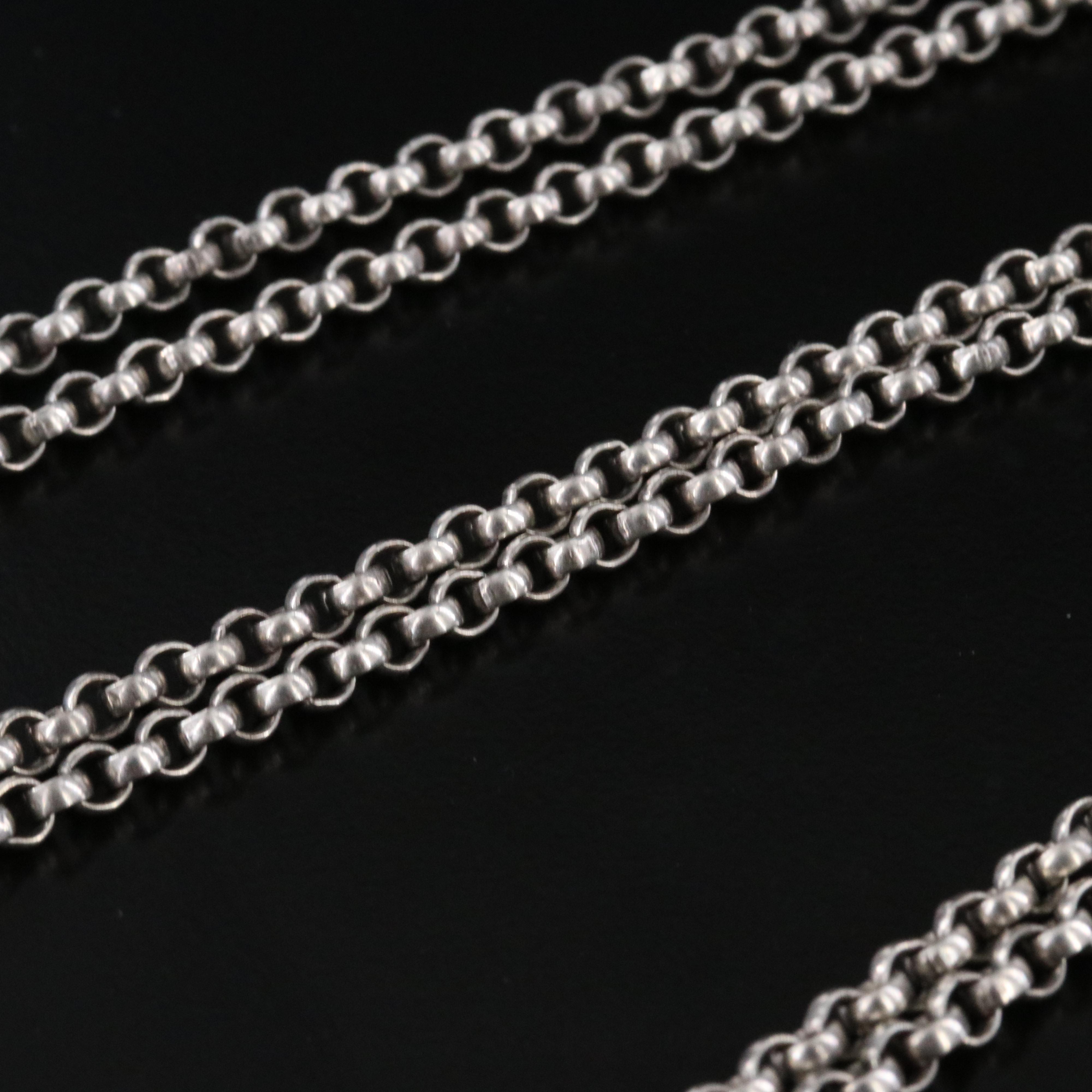 Sheryl Lowe Sterling Diamond Rolo Chain Necklace with Diamond Clasp