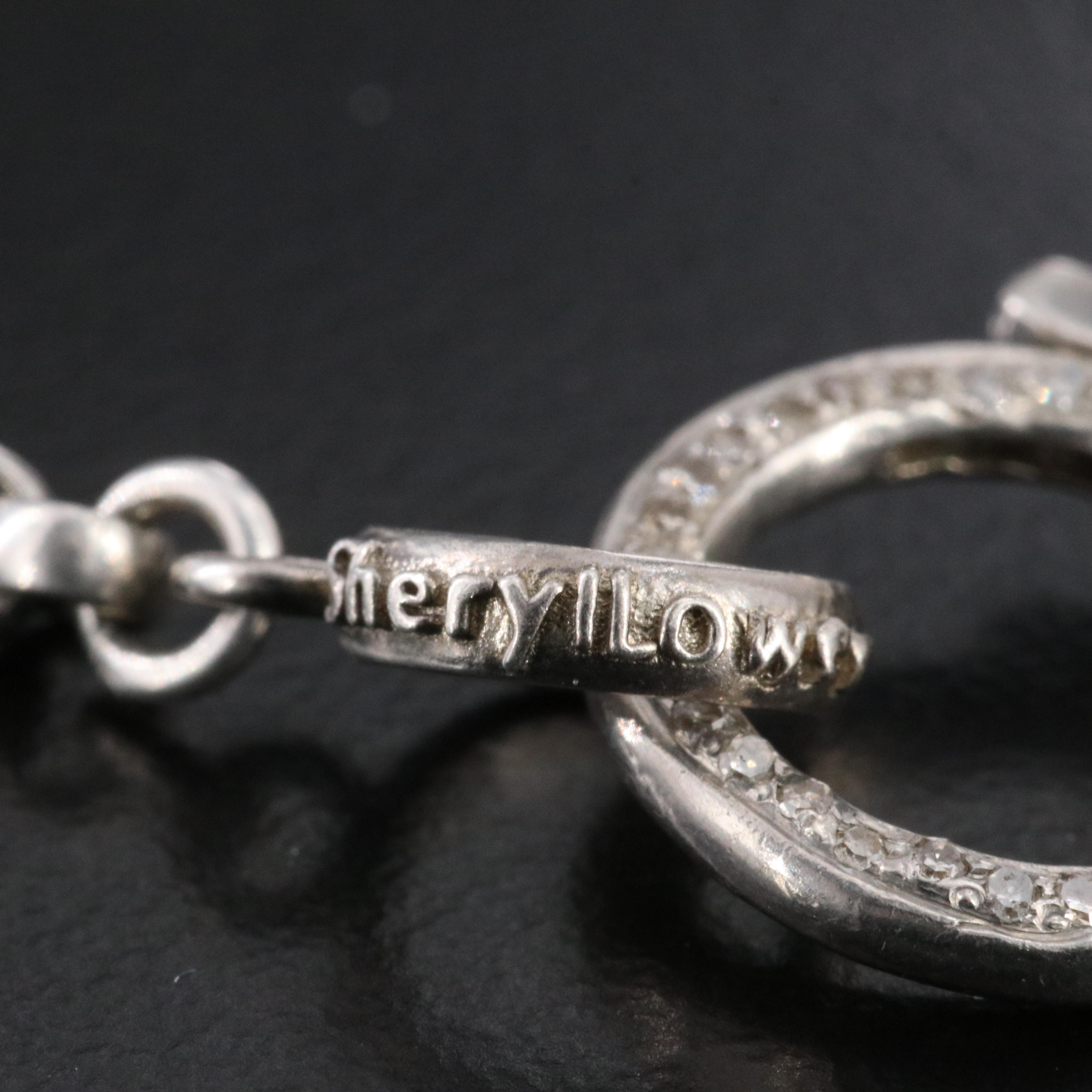 Sheryl Lowe Sterling Diamond Rolo Chain Necklace with Diamond Clasp