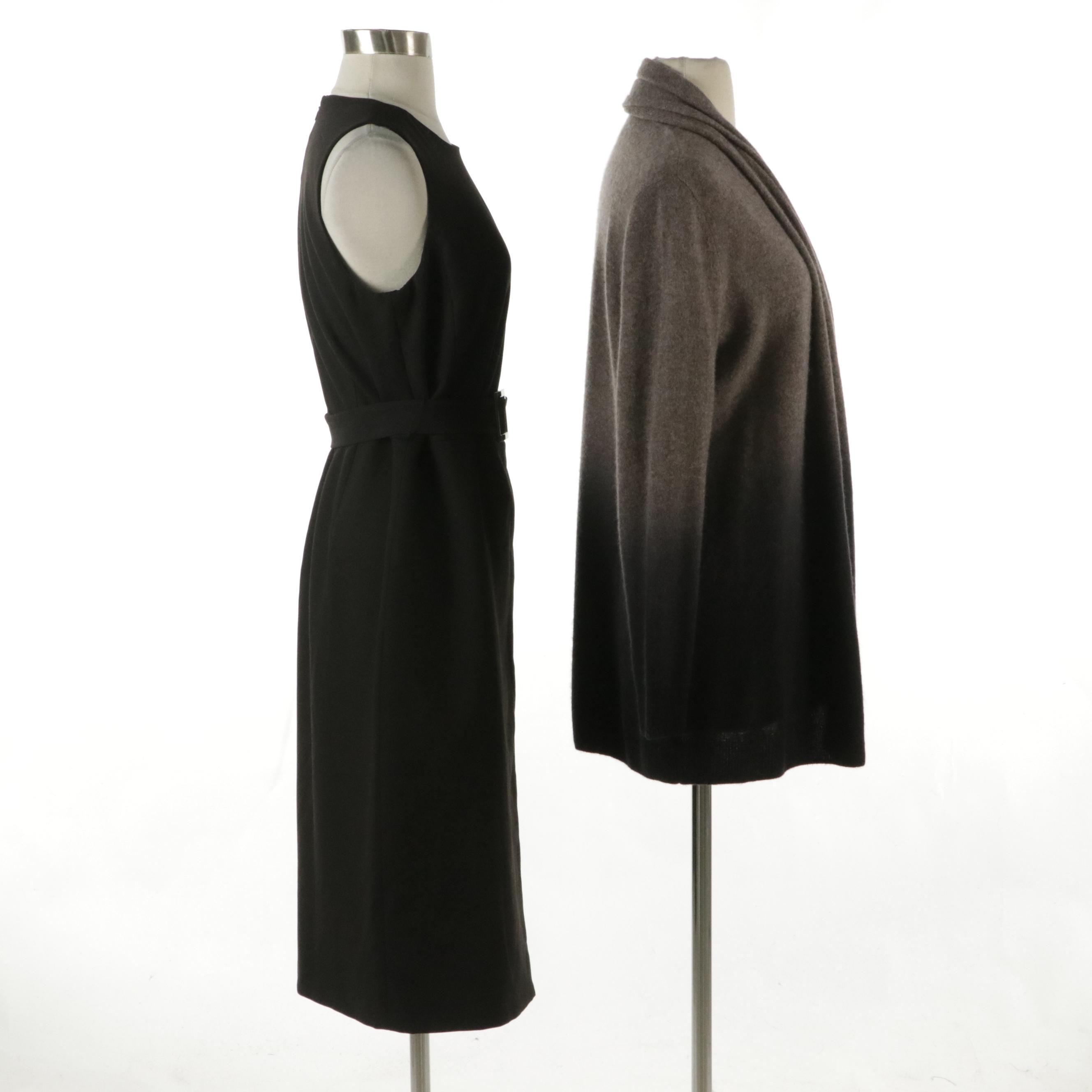 Bloomingdale's Cashmere Cardigan and White House Black Market Sleeveless Dress