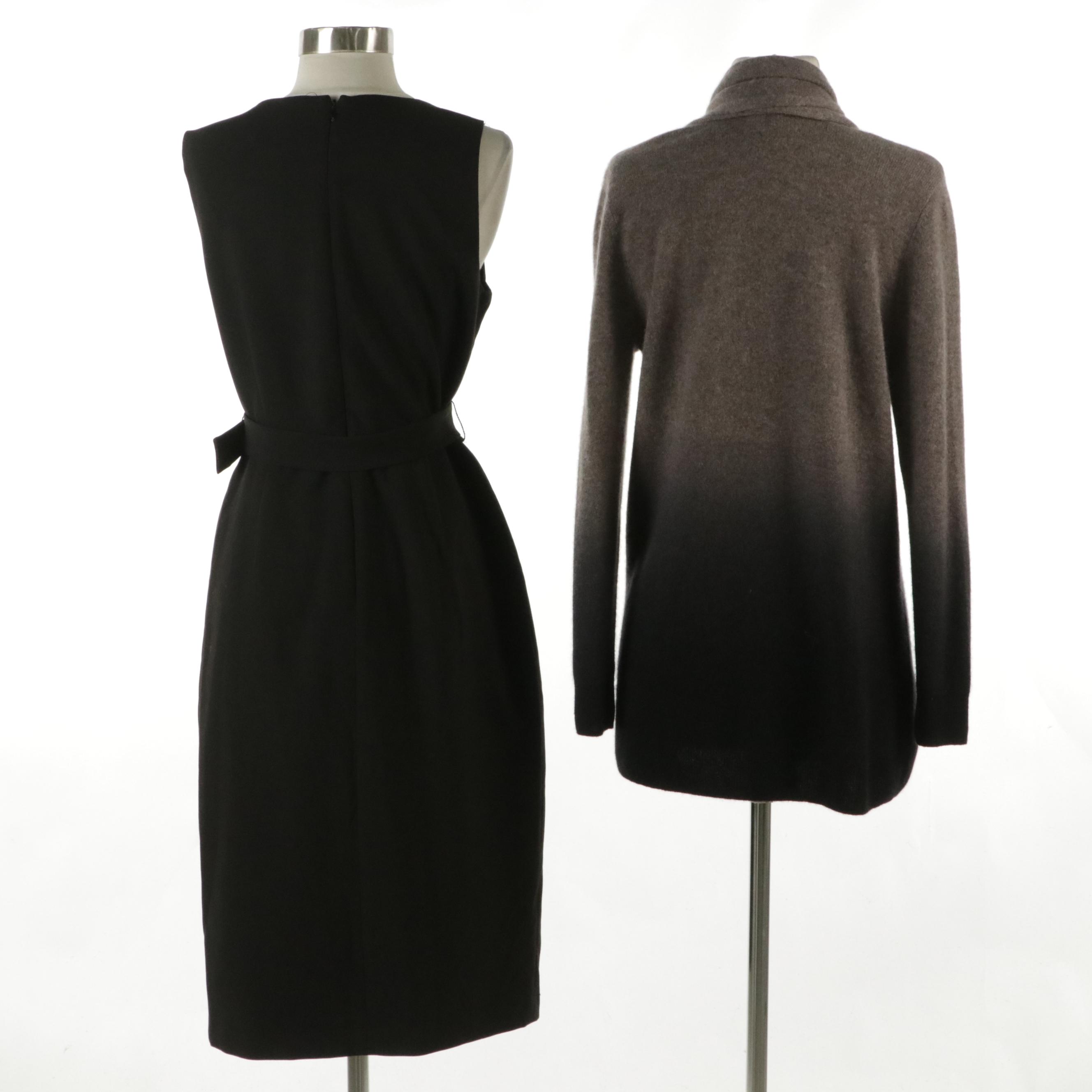 Bloomingdale's Cashmere Cardigan and White House Black Market Sleeveless Dress