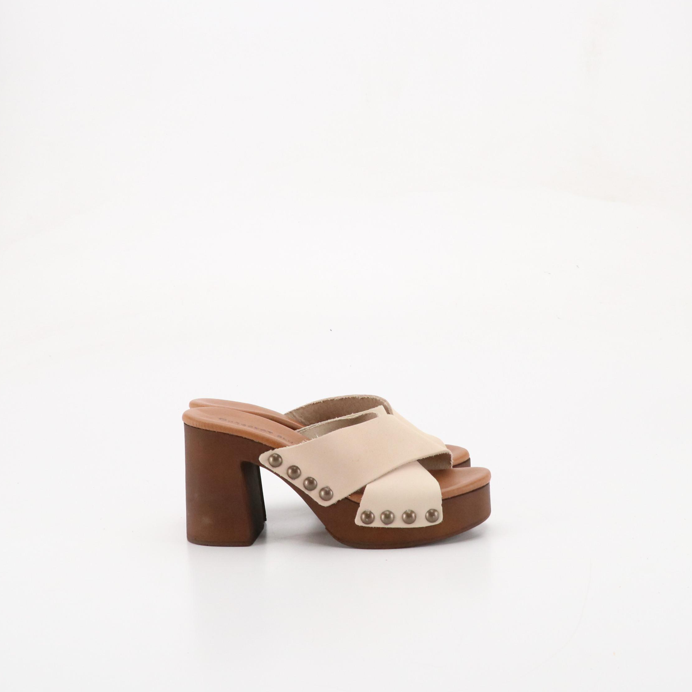 Chocolat Blu Studded Criss-Cross Leather Platform Sandals