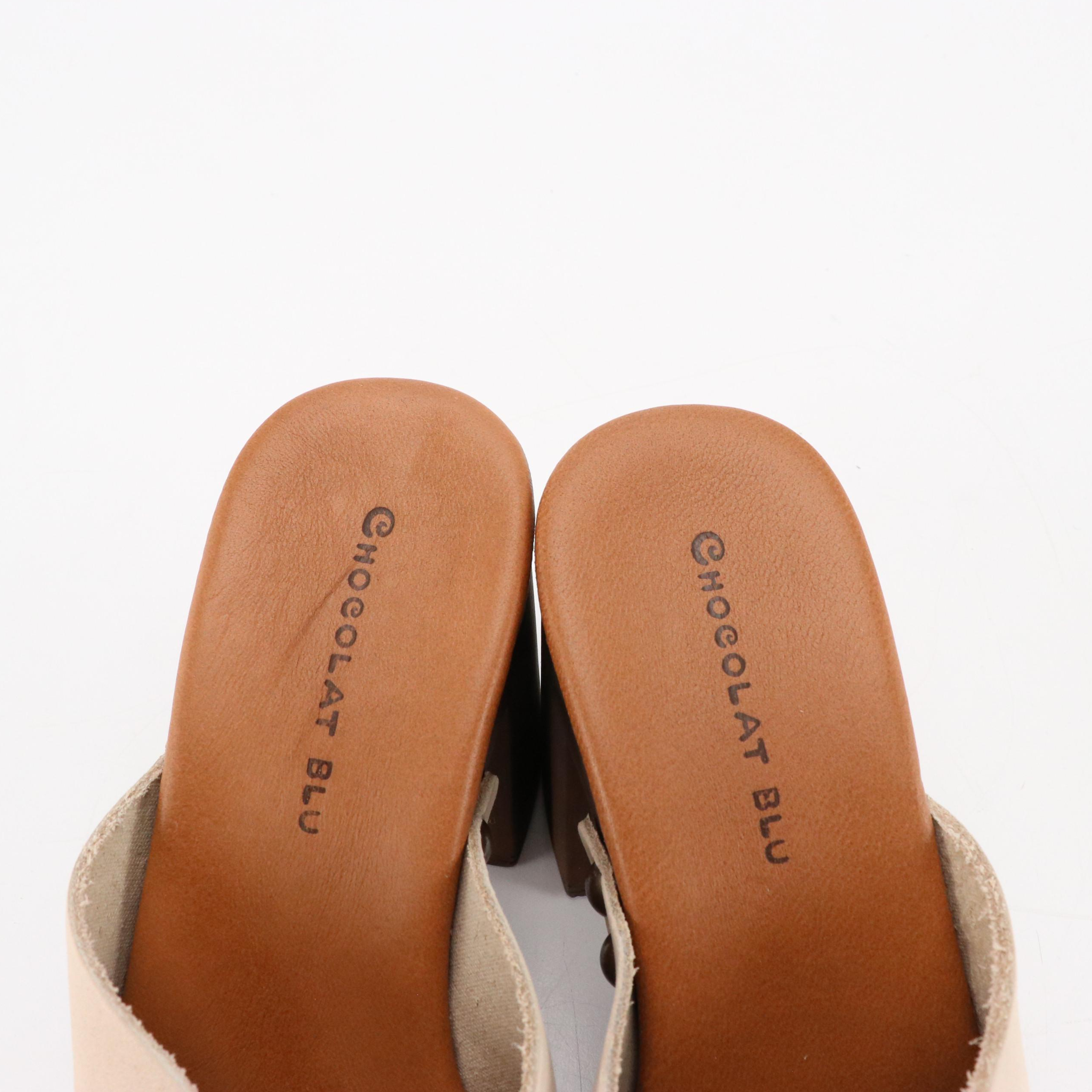 Chocolat Blu Studded Criss-Cross Leather Platform Sandals