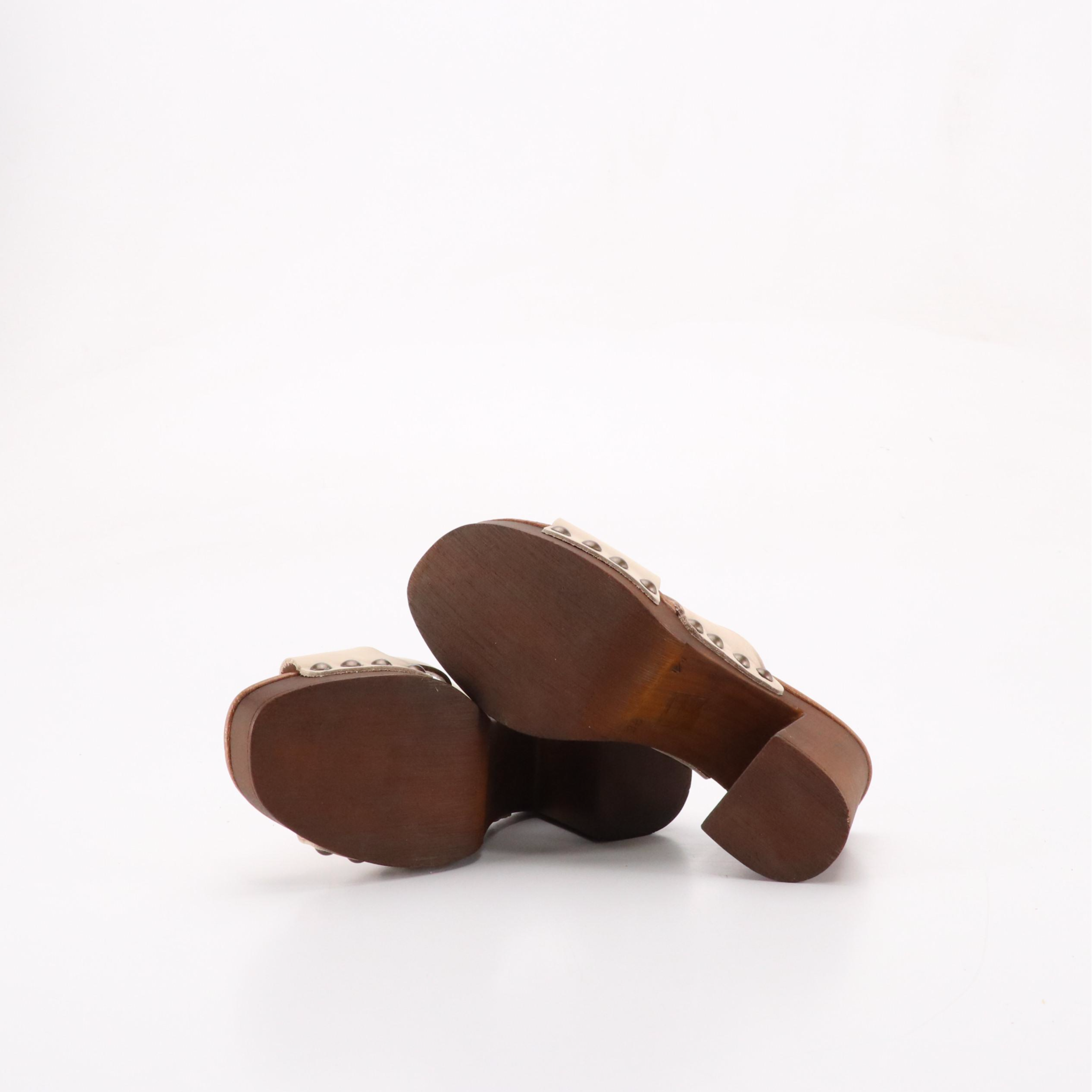 Chocolat Blu Studded Criss-Cross Leather Platform Sandals