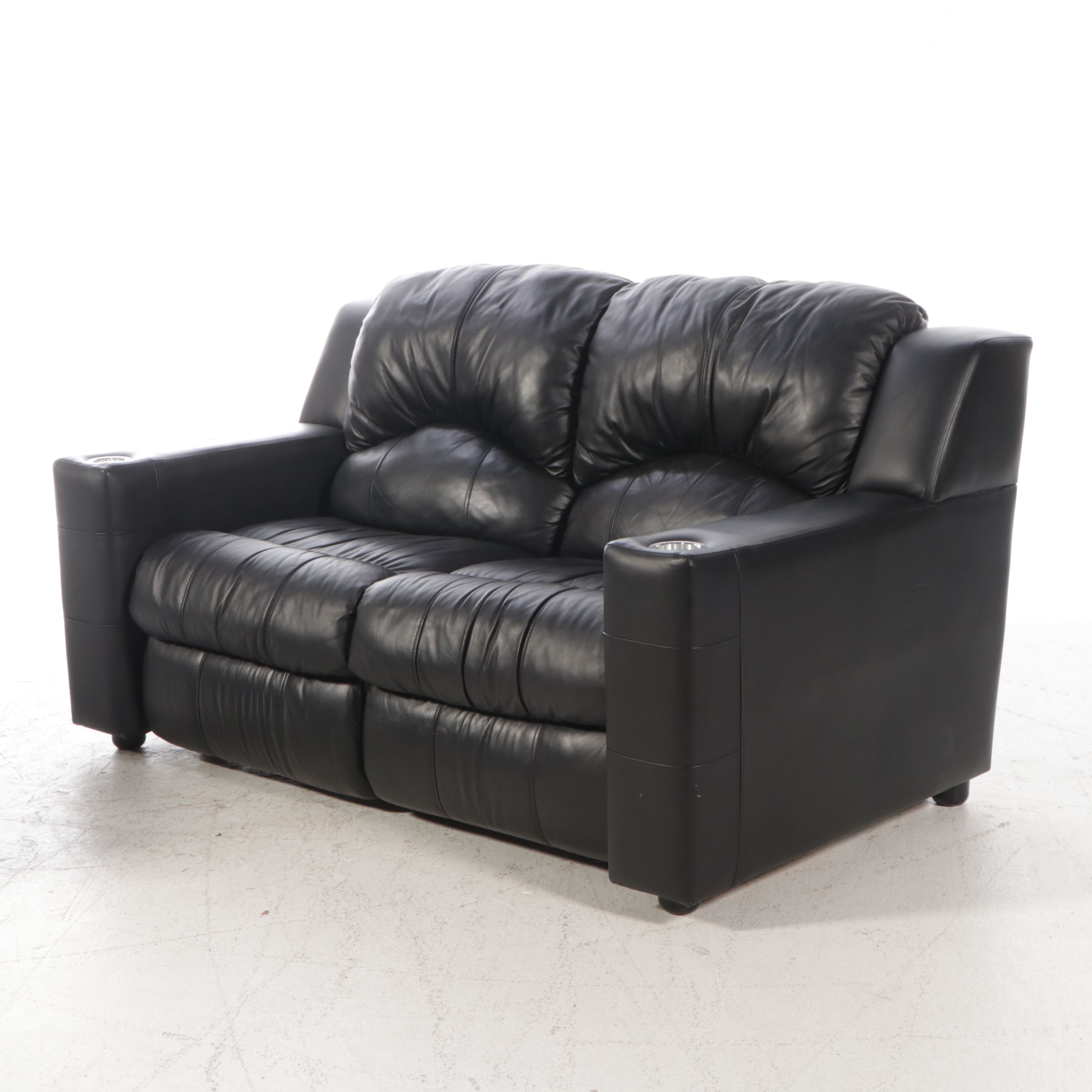 Klaussner Contemporary Black Leather Sectional