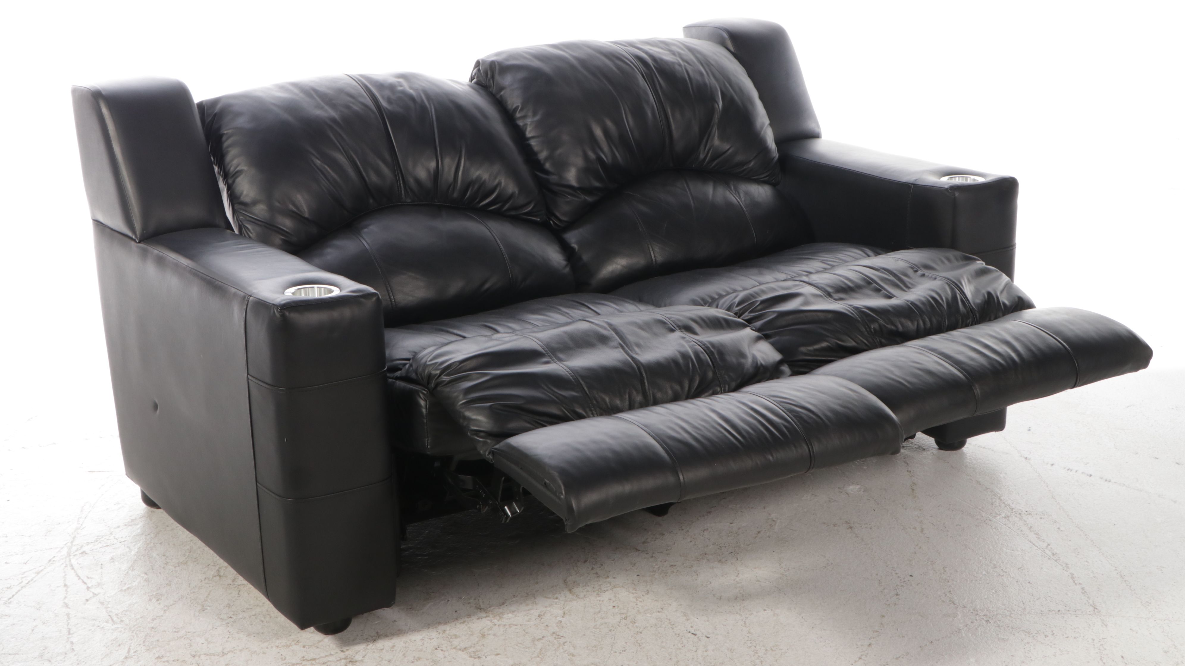 Klaussner Contemporary Black Leather Sectional