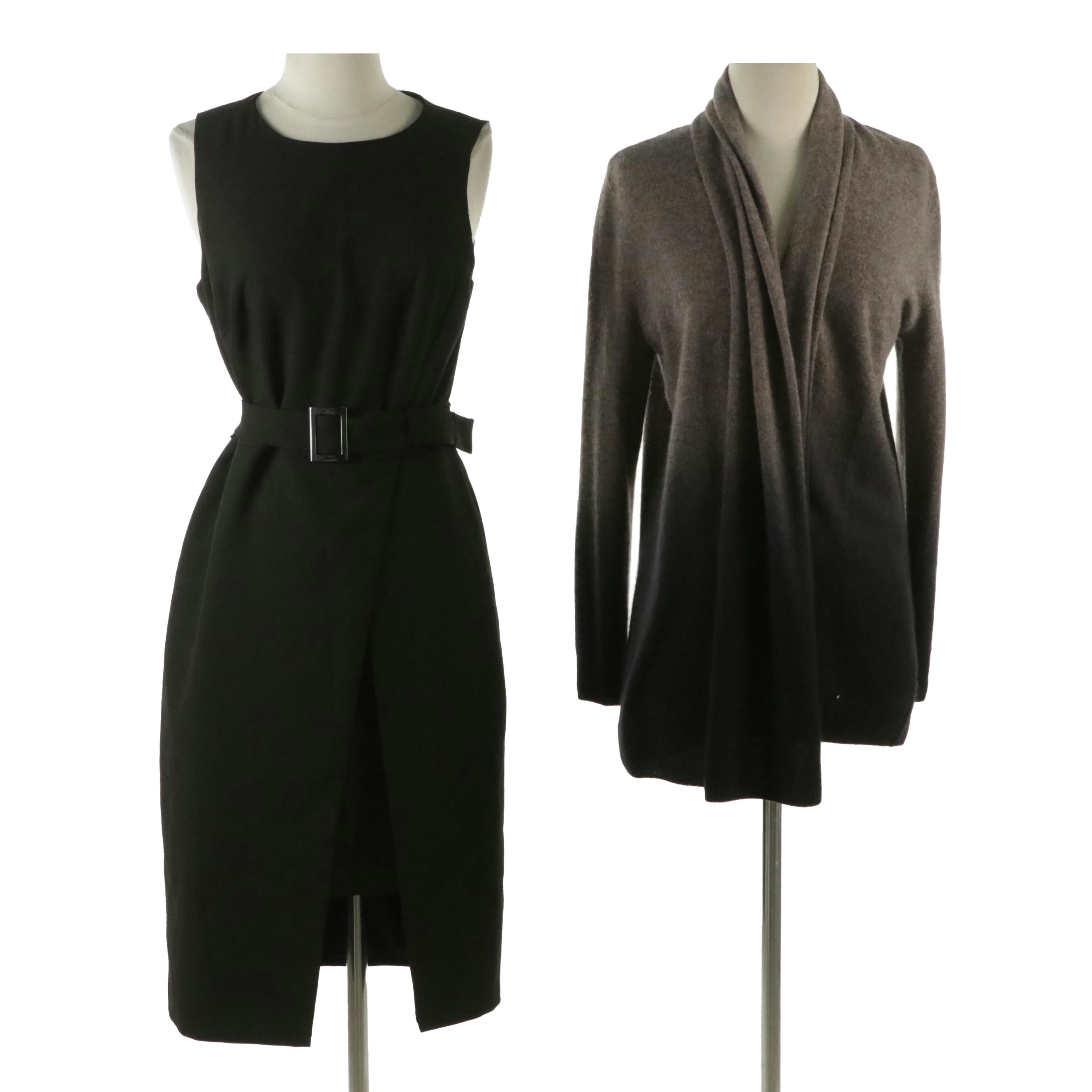 Bloomingdale's Cashmere Cardigan and White House Black Market Sleeveless Dress