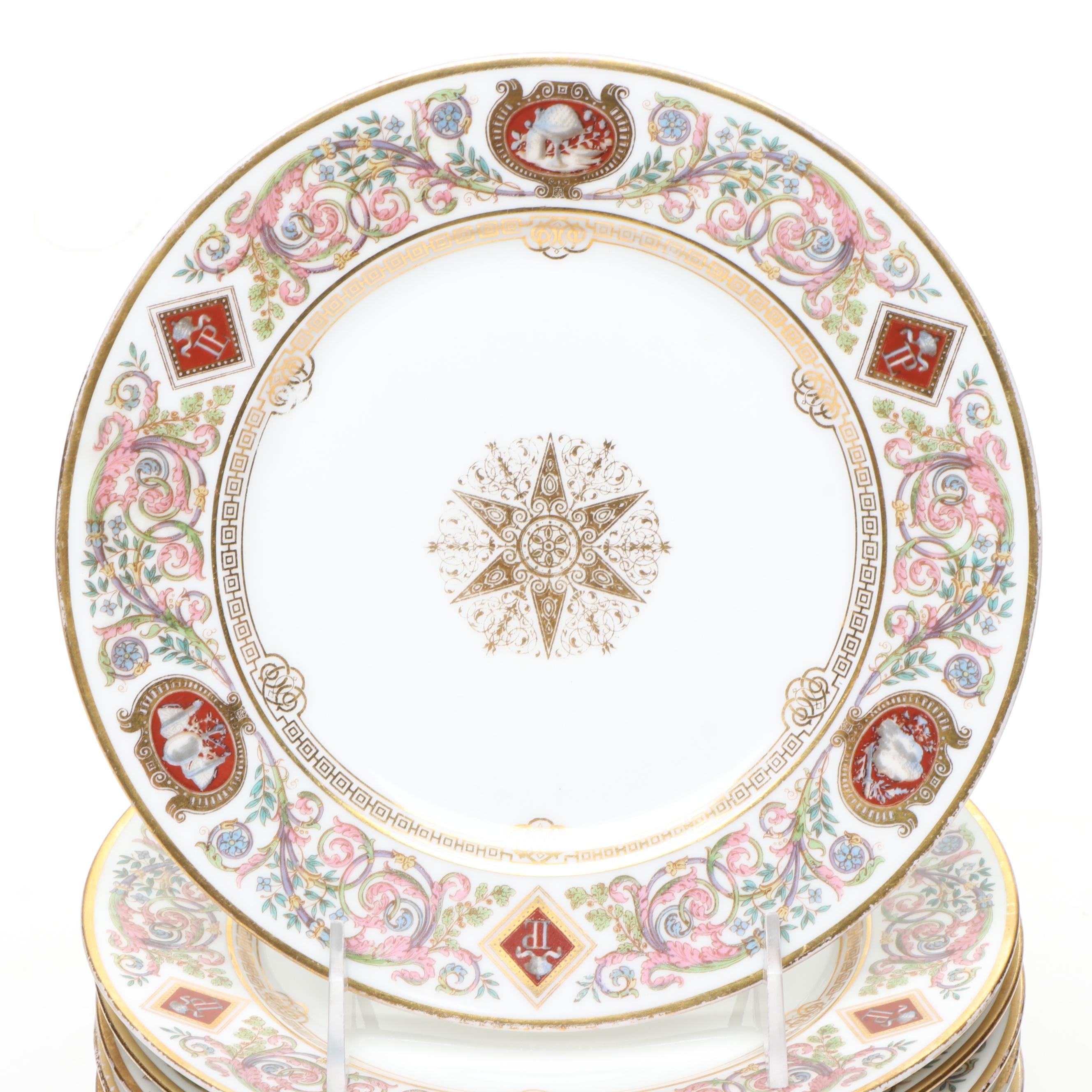 Sèvres Louis Philippe "Ordinaire de Fontainebleau" Porcelain Plates, 1846