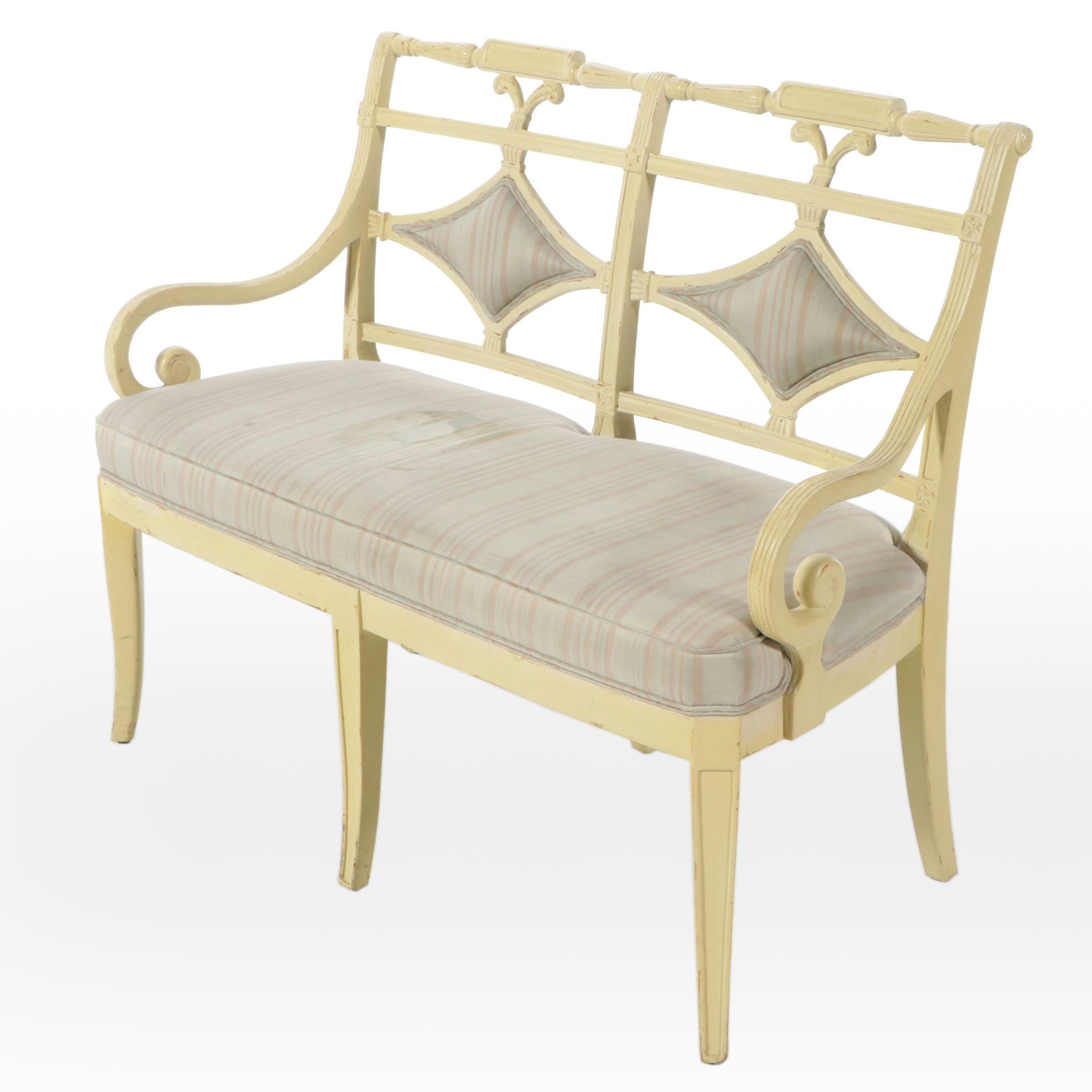 Theodore Alexander French Provincial Style Painted Wood Settee, Late 20th C.