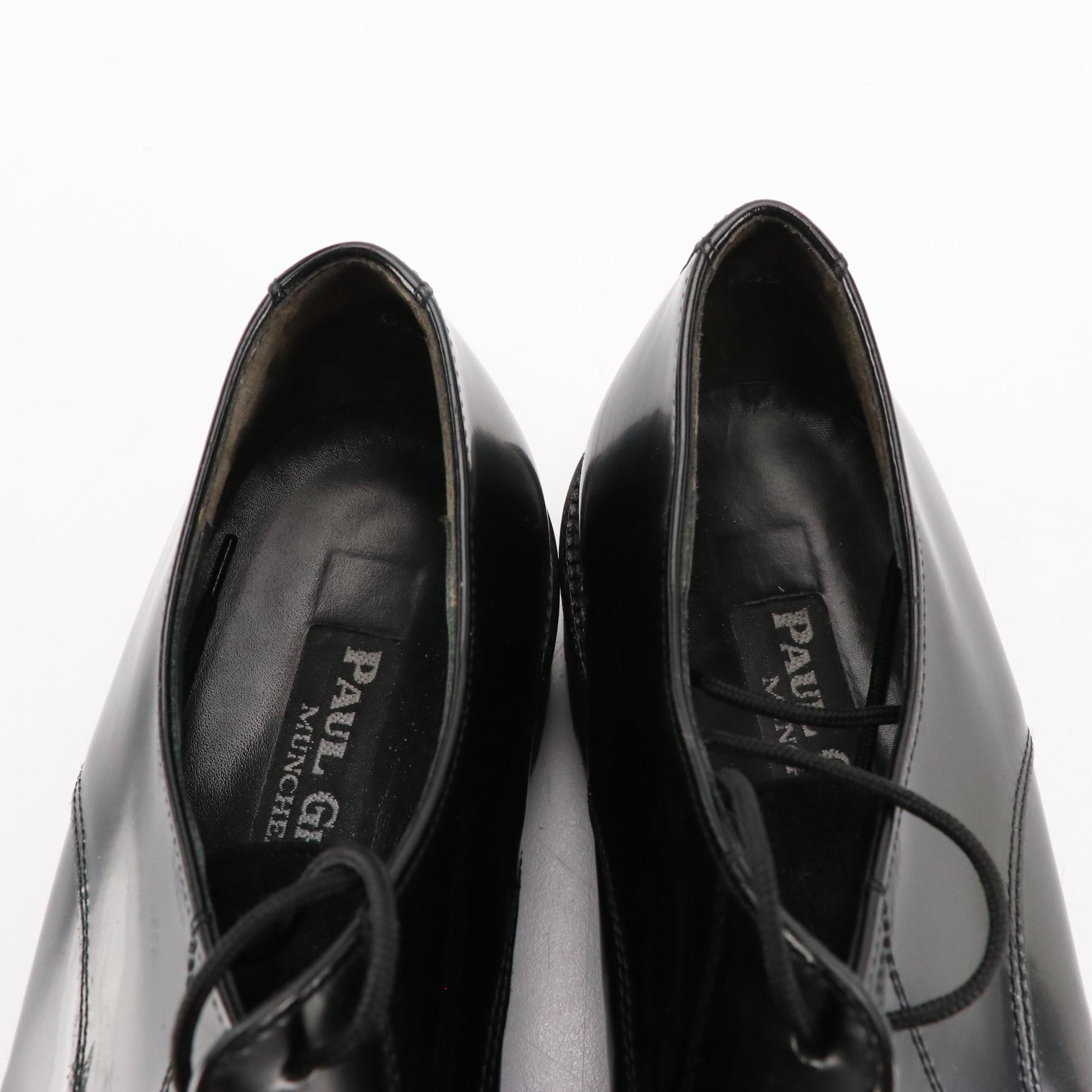 Paul Green Platform Lace-Up Loafers in Shiny Black Leather and Suede