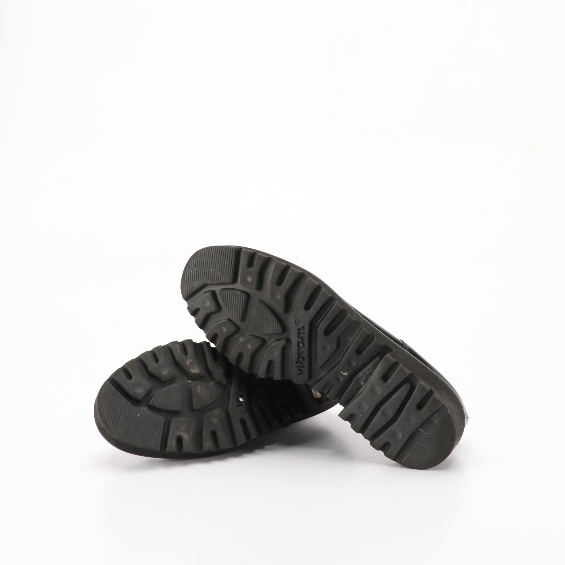 Paul Green Platform Lace-Up Loafers in Shiny Black Leather and Suede