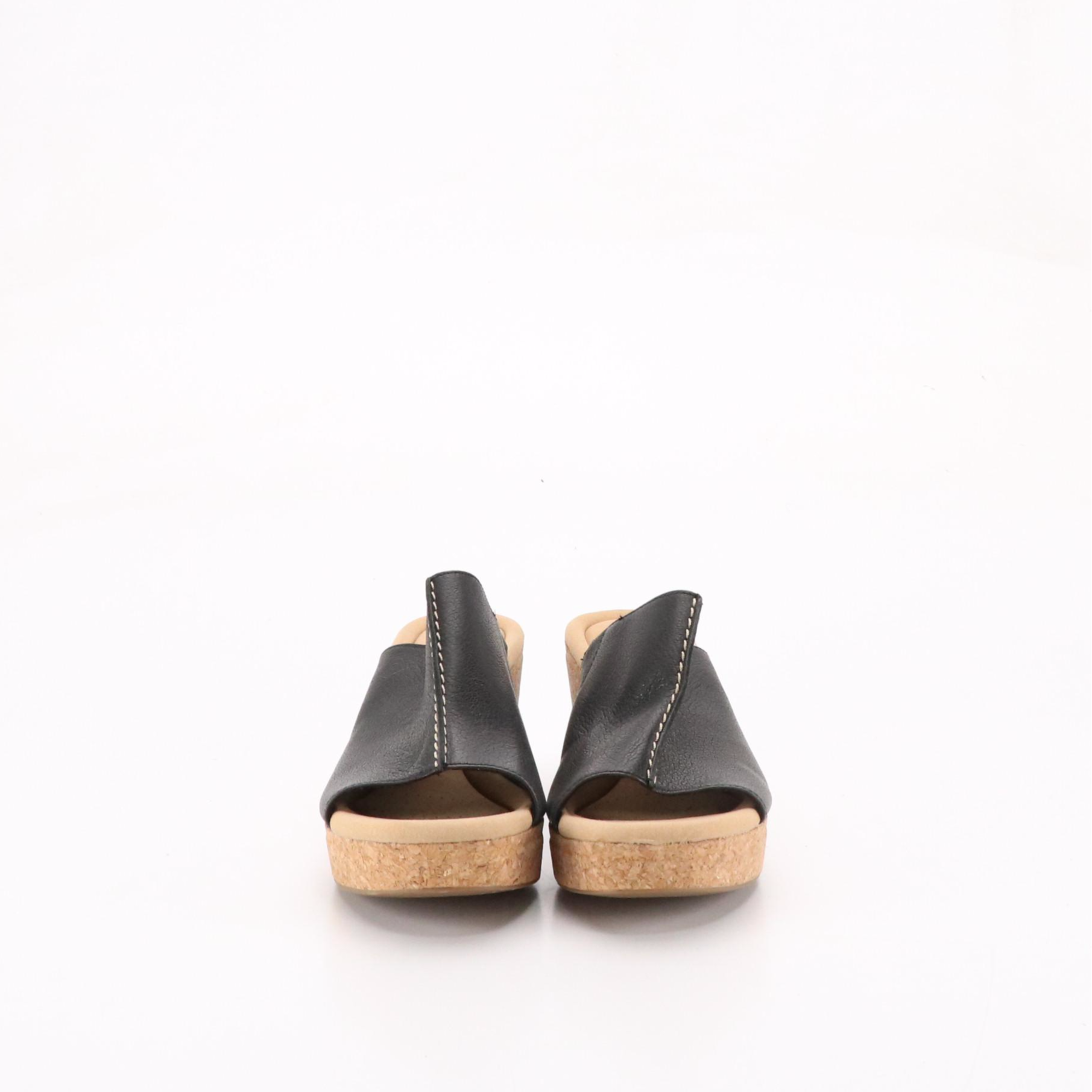 Clarks Collection Giselle Leather/Cork Wedge Slides