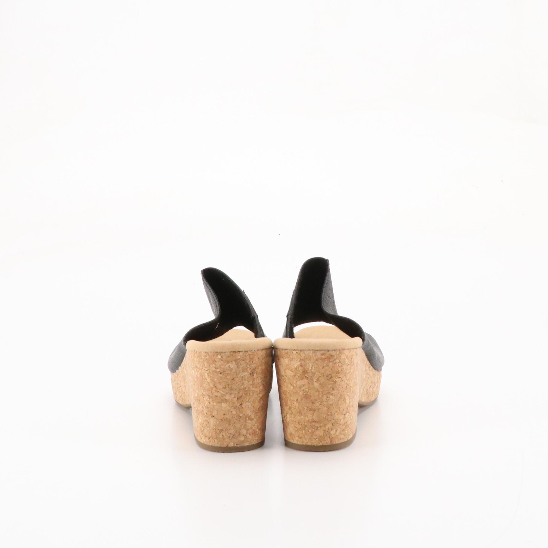 Clarks Collection Giselle Leather/Cork Wedge Slides
