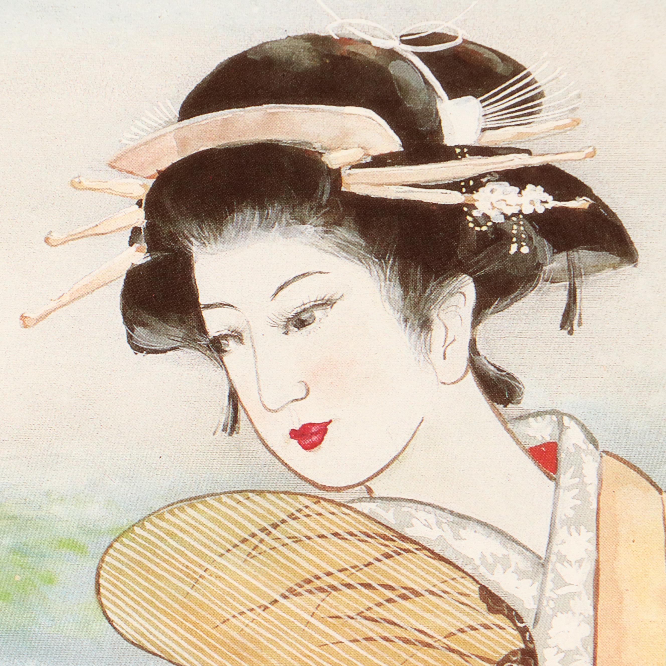 John Cheng Offset Lithographs of Figures in Traditional Japanese Clothing