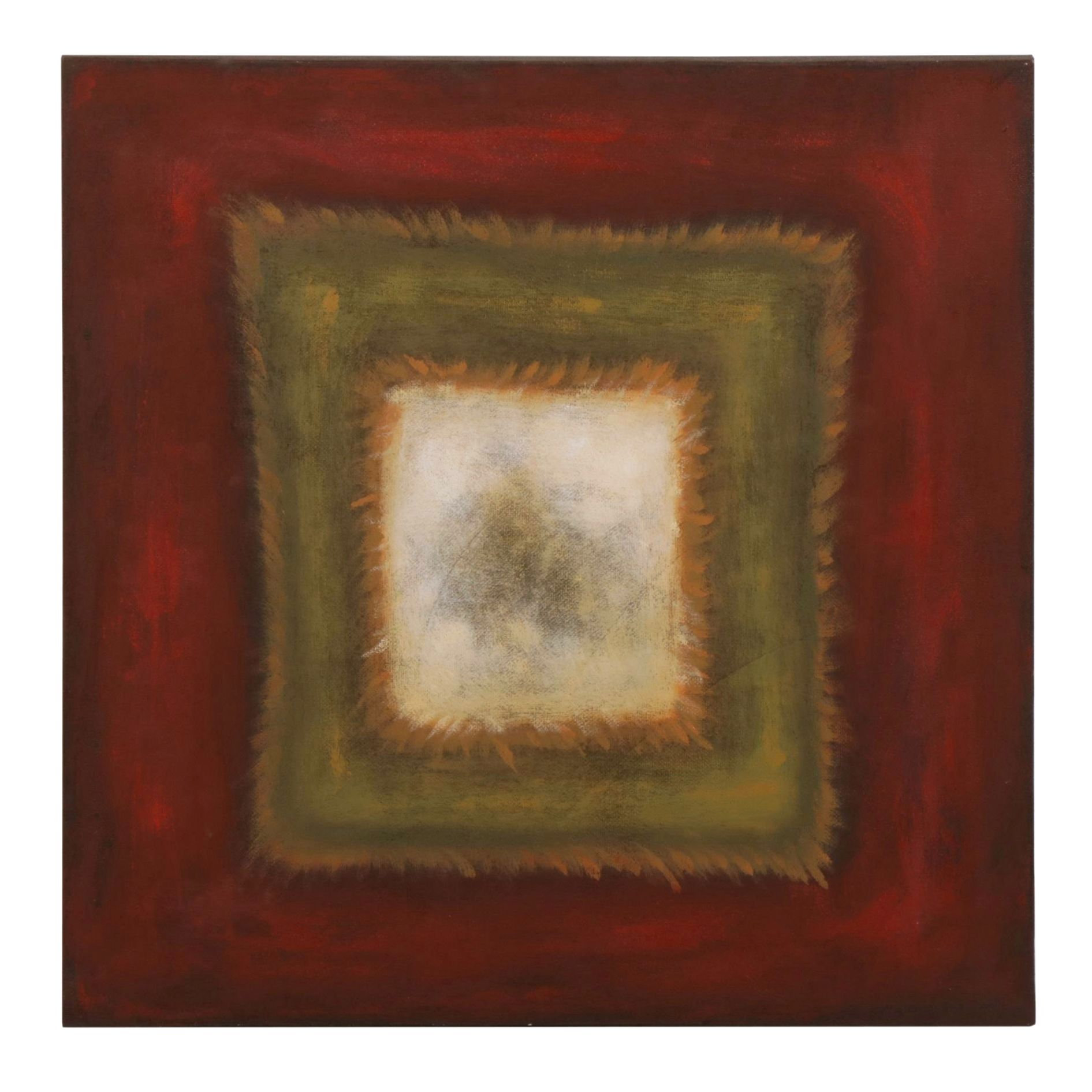 Abstract Oil Painting Composition of Nestled Squares in Complimentary Colors