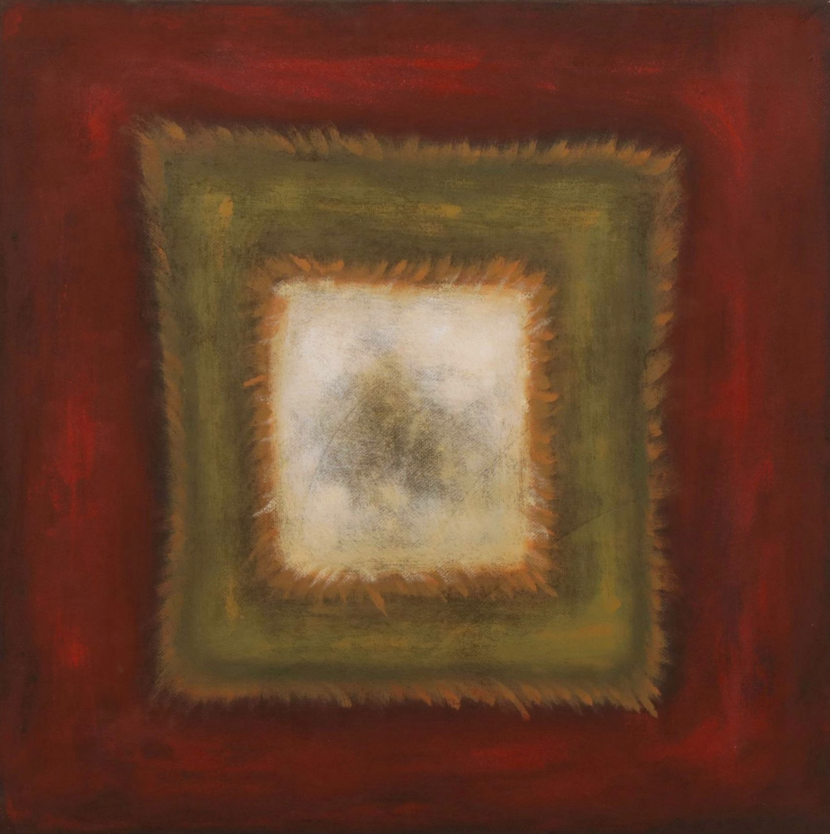 Abstract Oil Painting Composition of Nestled Squares in Complimentary Colors