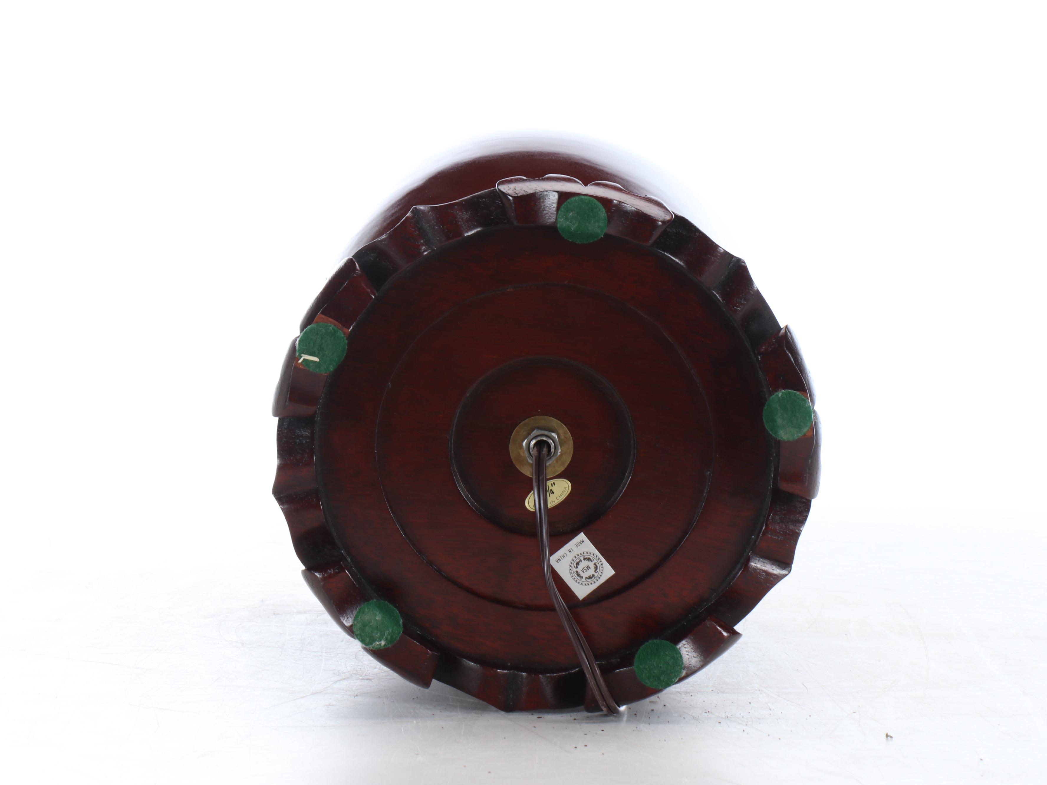 Chinese Sang de Boeuf Porcelain Lamp with Silk Paneled Bell Shade