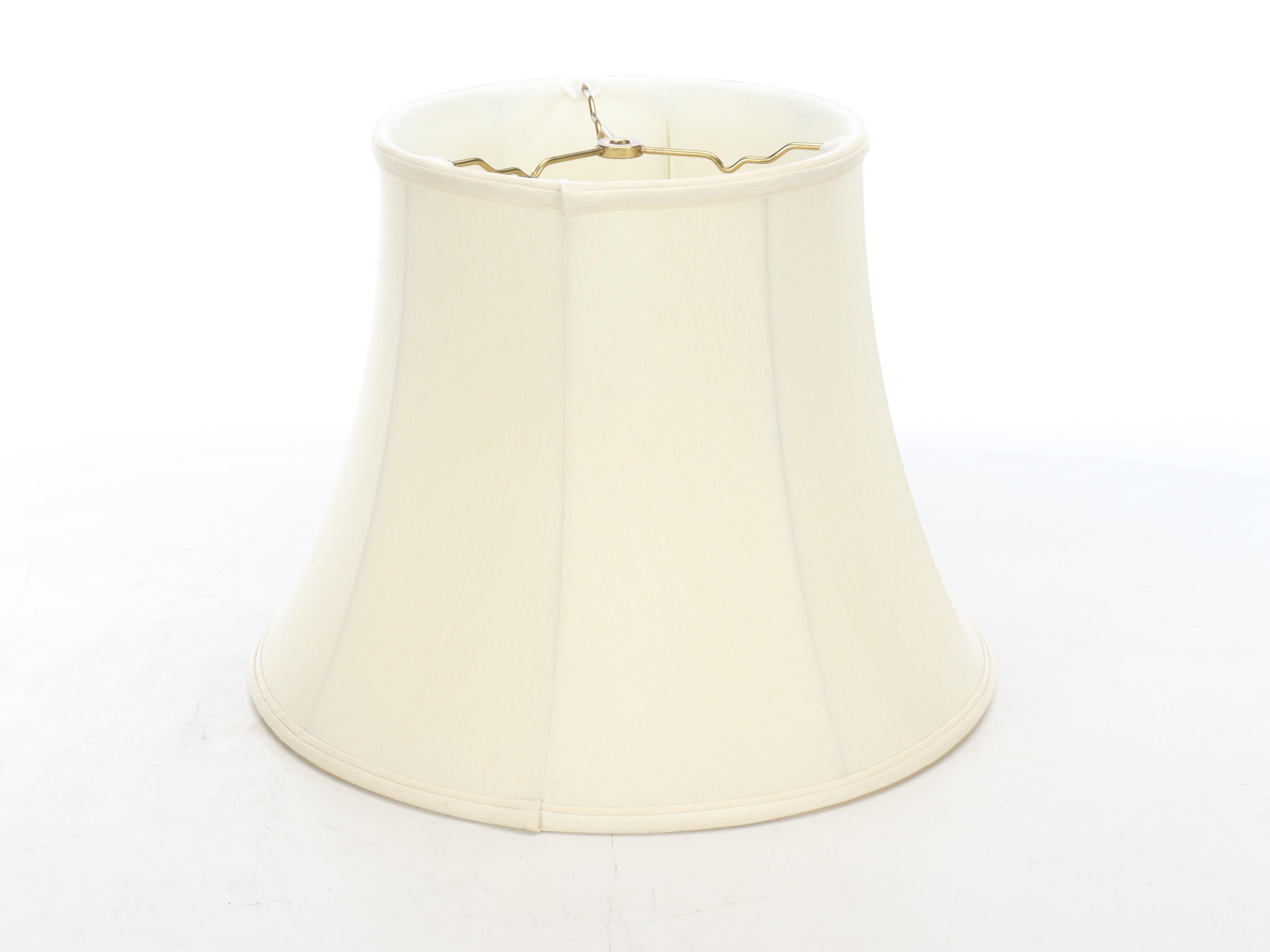 Chinese Sang de Boeuf Porcelain Lamp with Silk Paneled Bell Shade