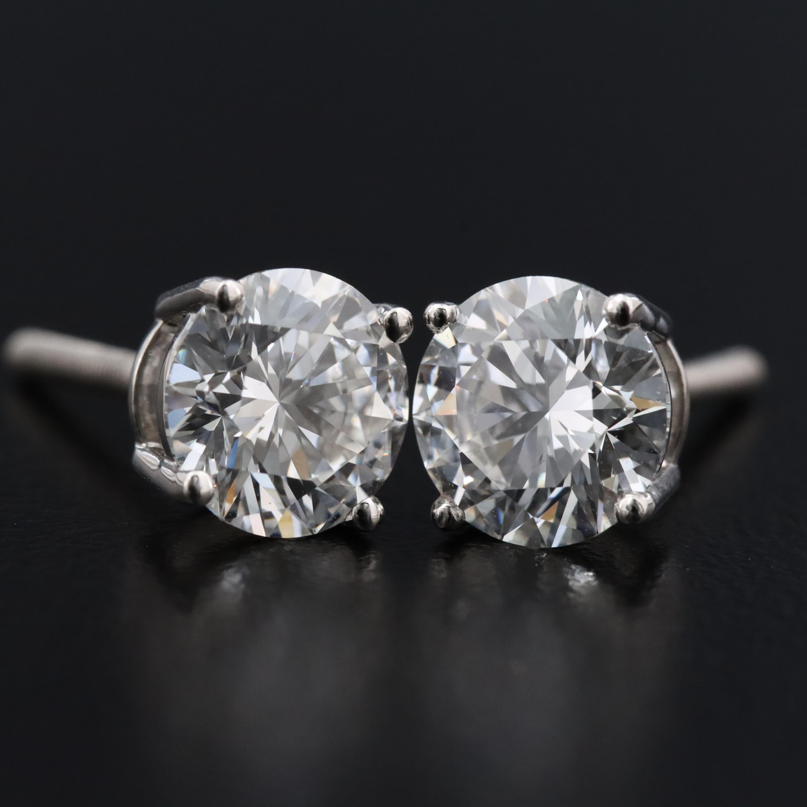 Platinum 2.16 CTW Lab Grown Diamond Stud Earrings with IGI Reports