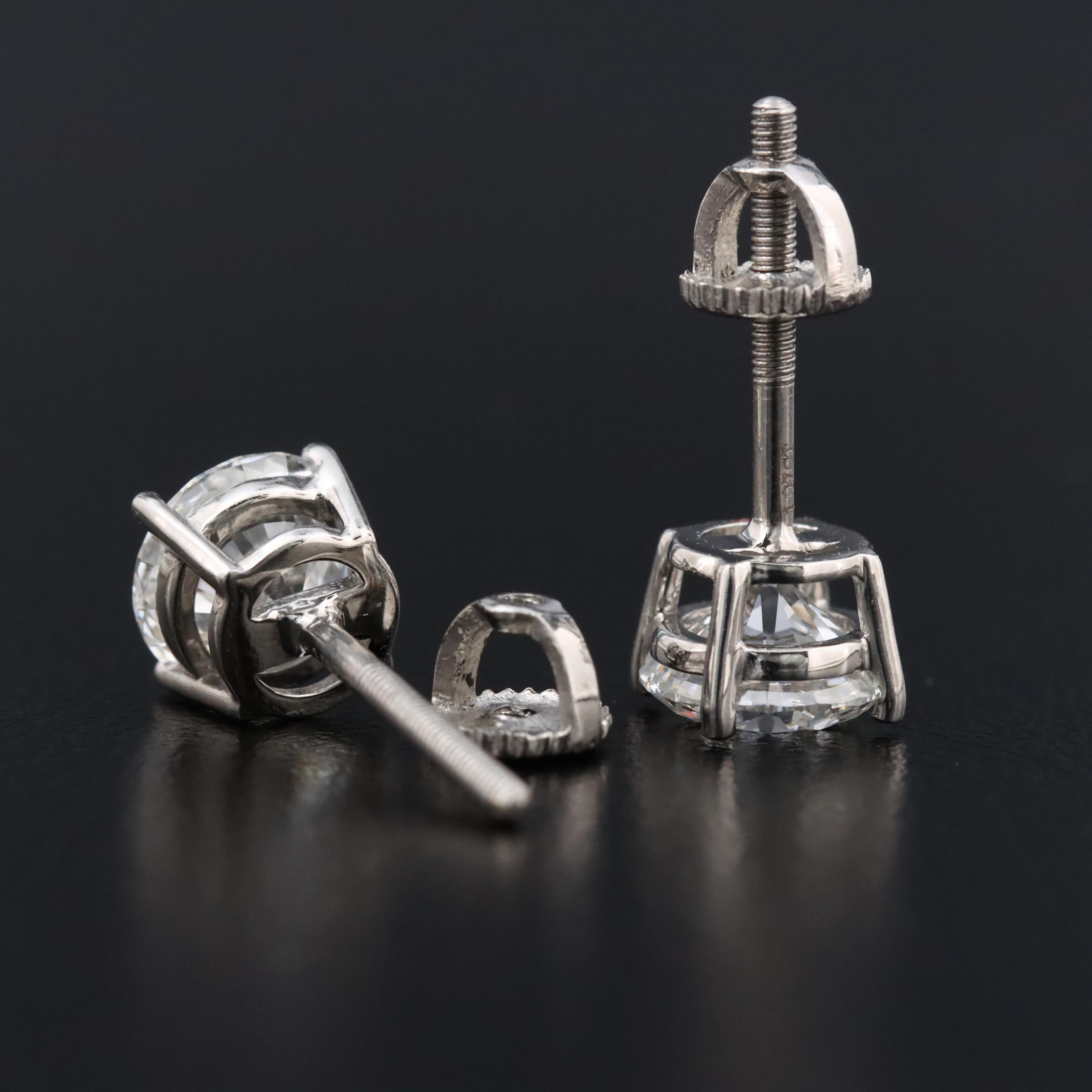 Platinum 2.16 CTW Lab Grown Diamond Stud Earrings with IGI Reports