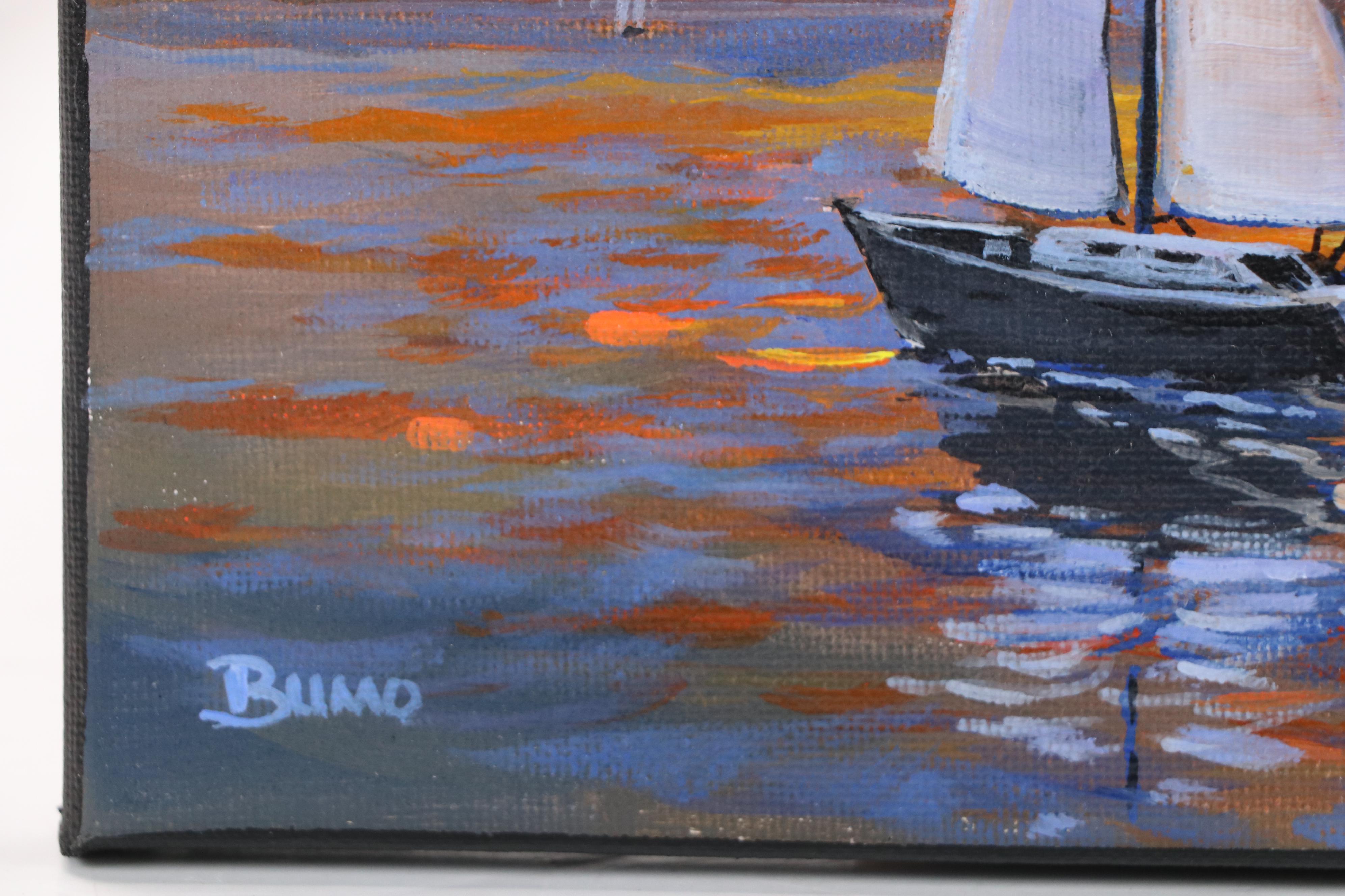 Doug "Bumo" Johnpeer Sunset Seascape Oil Painting, 2025