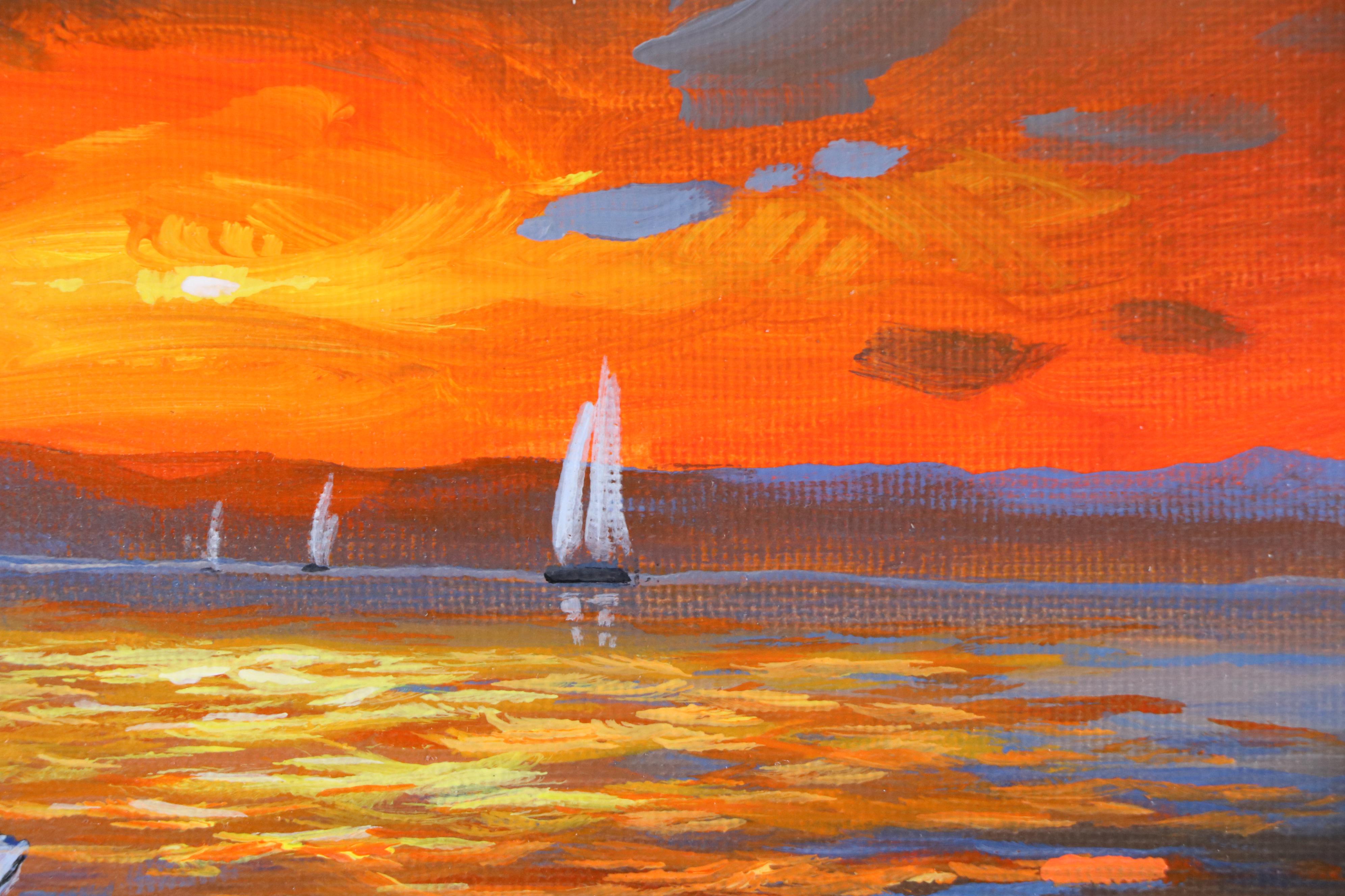 Doug "Bumo" Johnpeer Sunset Seascape Oil Painting, 2025
