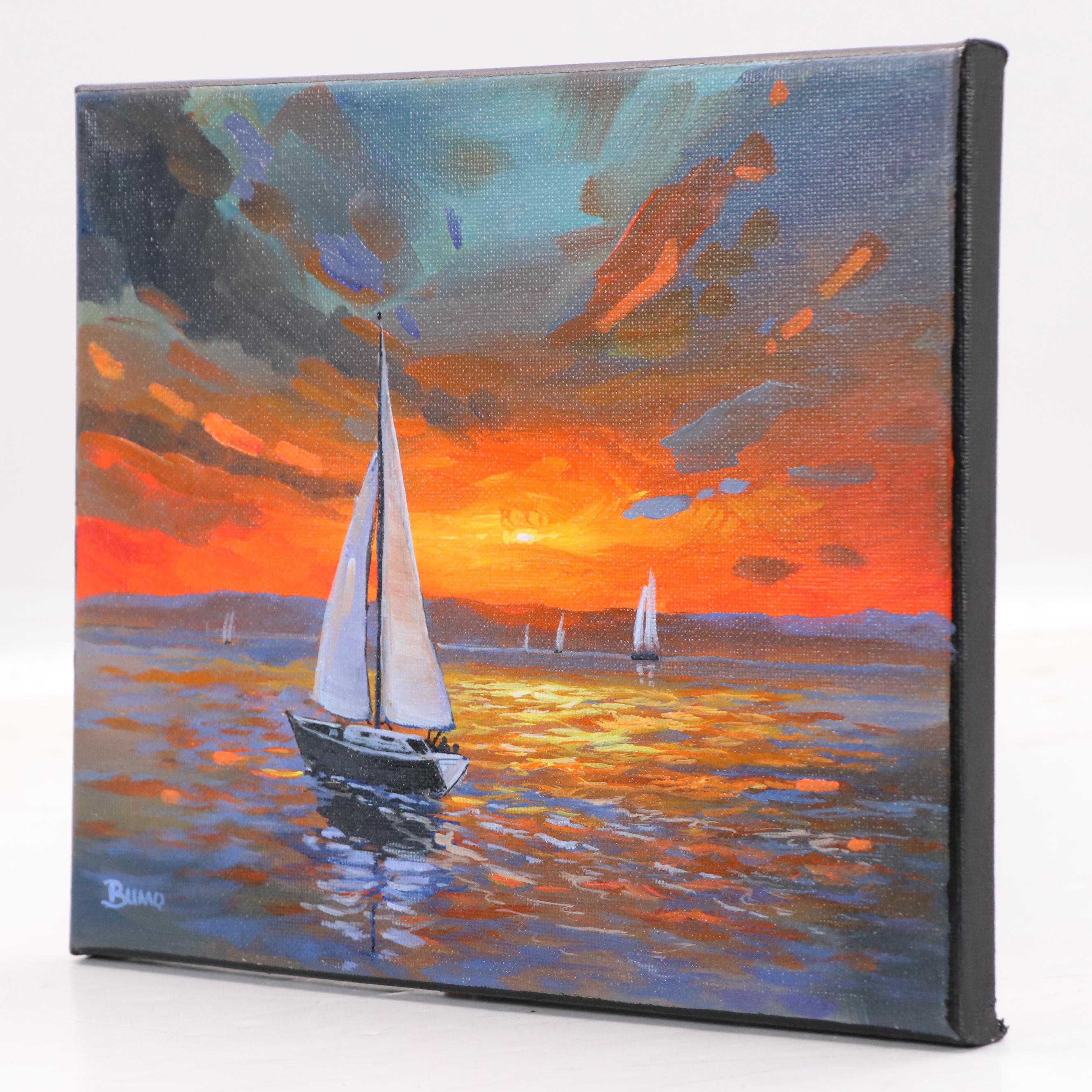 Doug "Bumo" Johnpeer Sunset Seascape Oil Painting, 2025