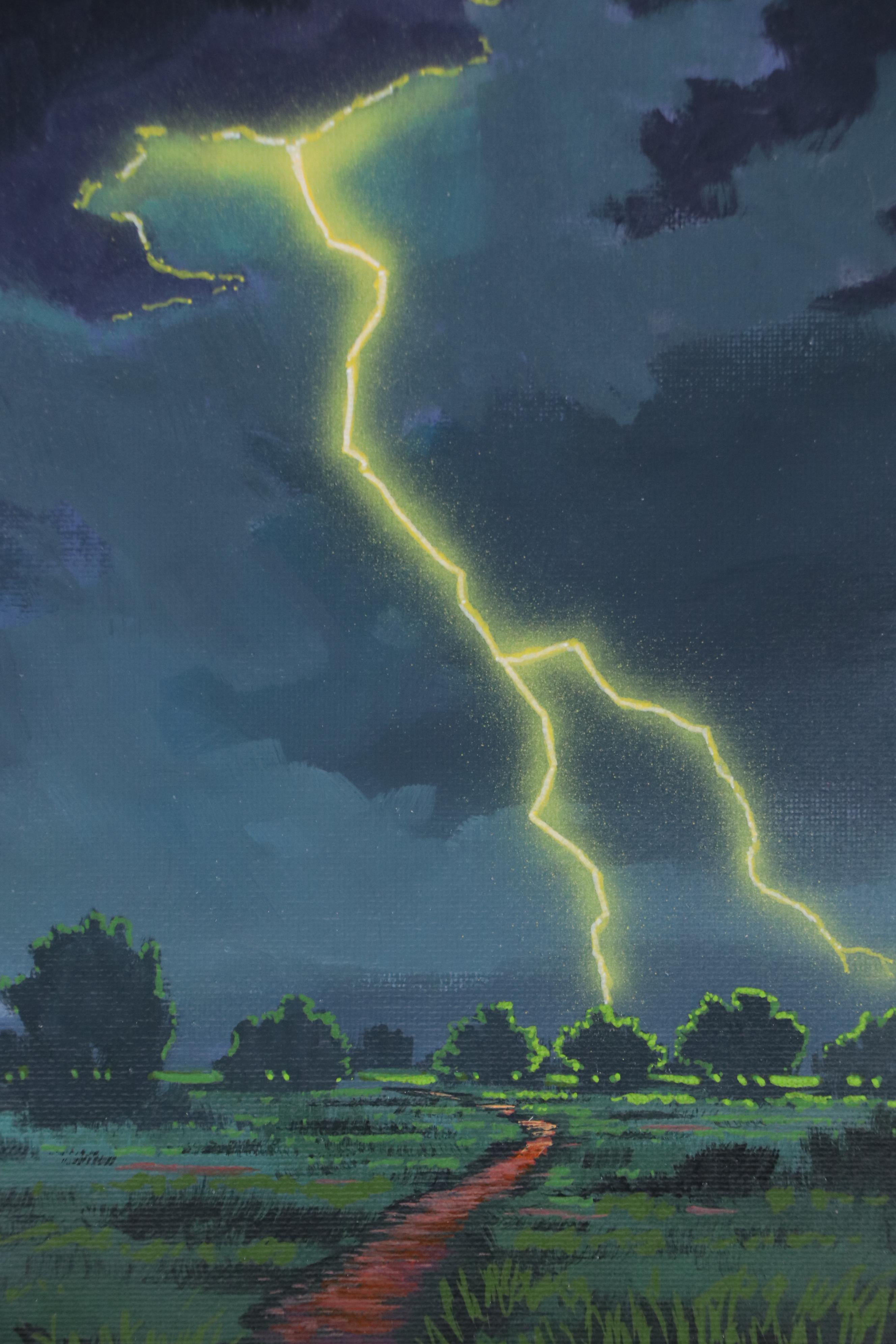 Doug "Bumo" Johnpeer Landscape Oil Painting of Thunderstorm, 2025
