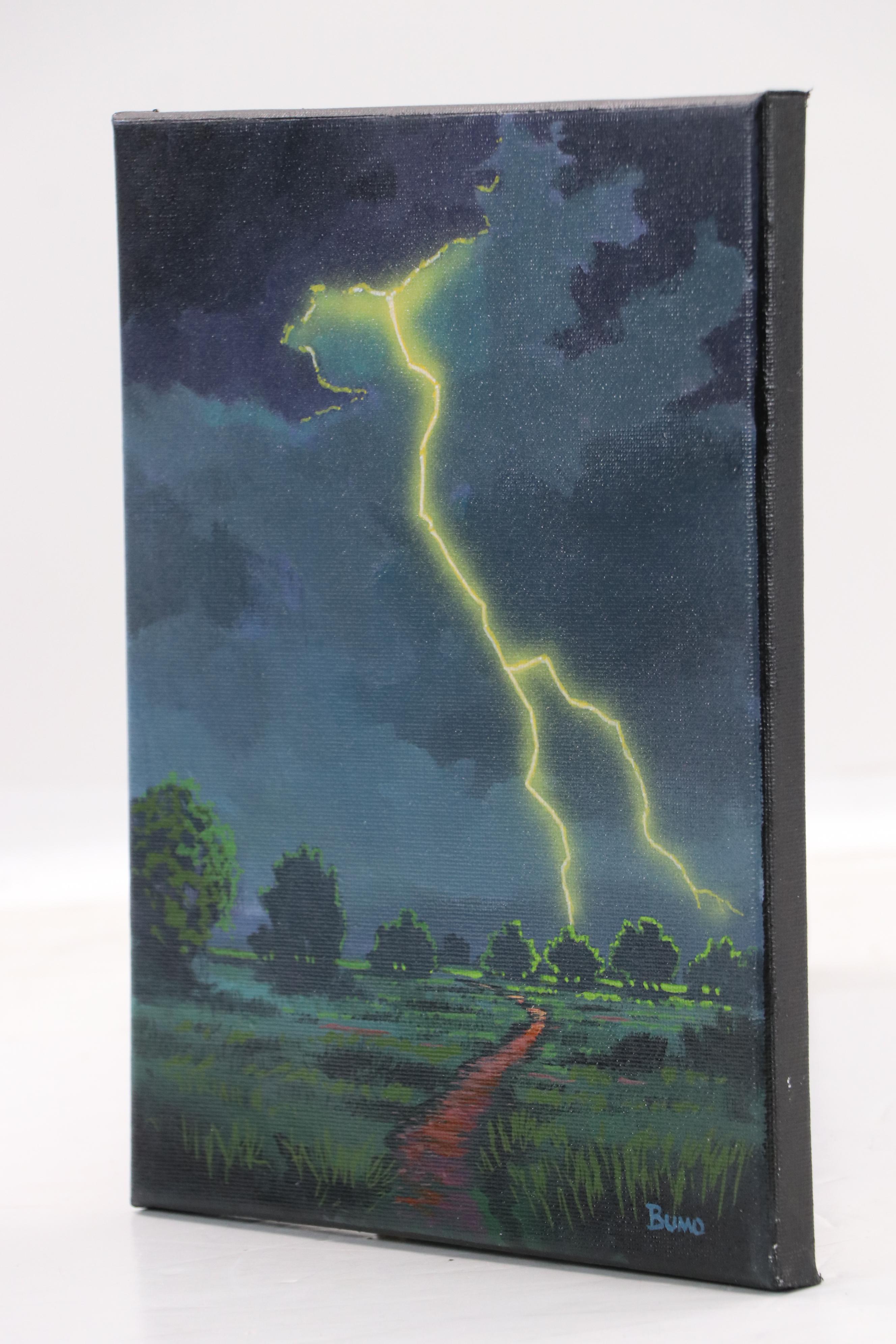 Doug "Bumo" Johnpeer Landscape Oil Painting of Thunderstorm, 2025