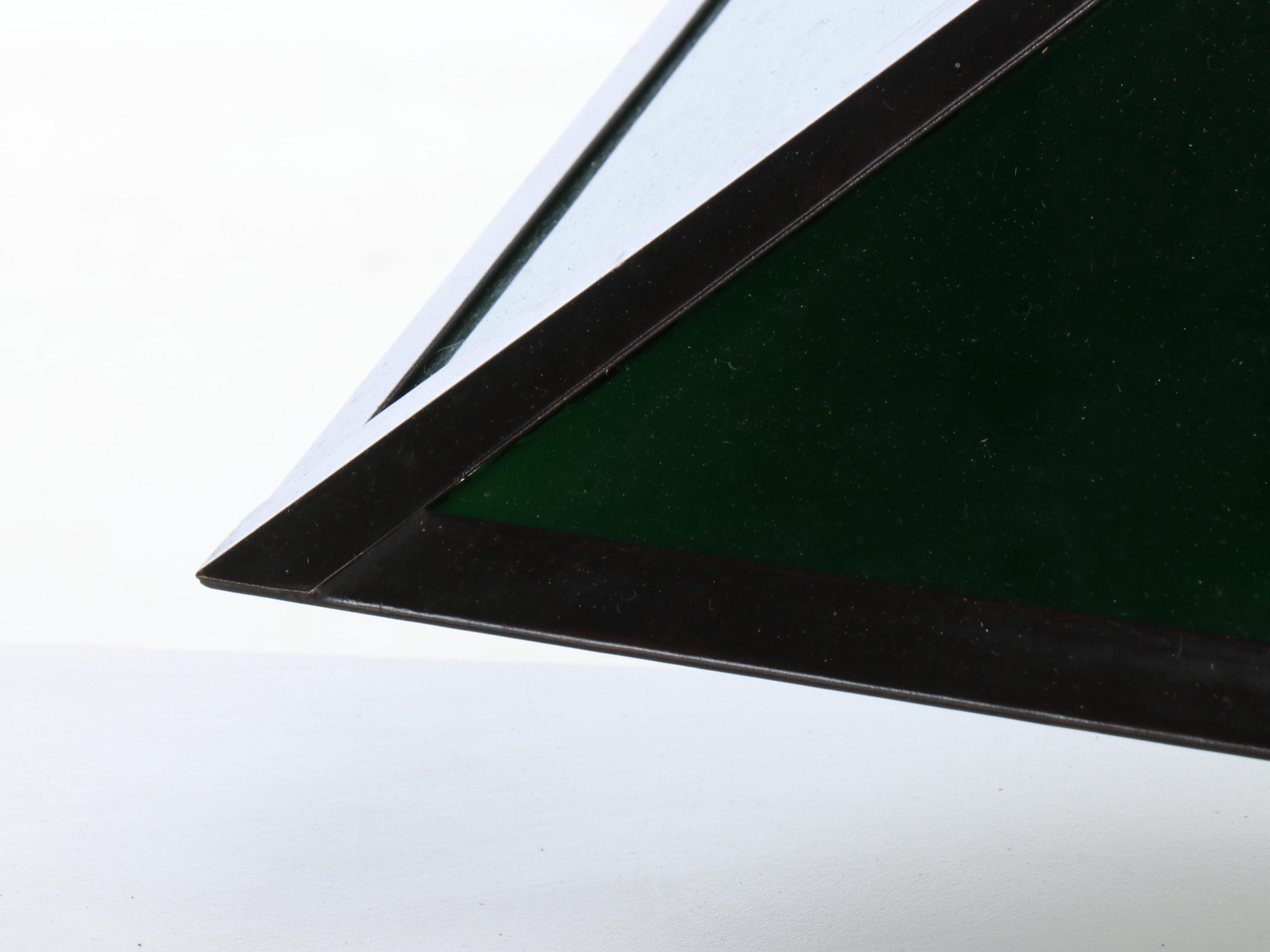 Pair of Emerald Green Cased Glass Billiard Pendant Lights