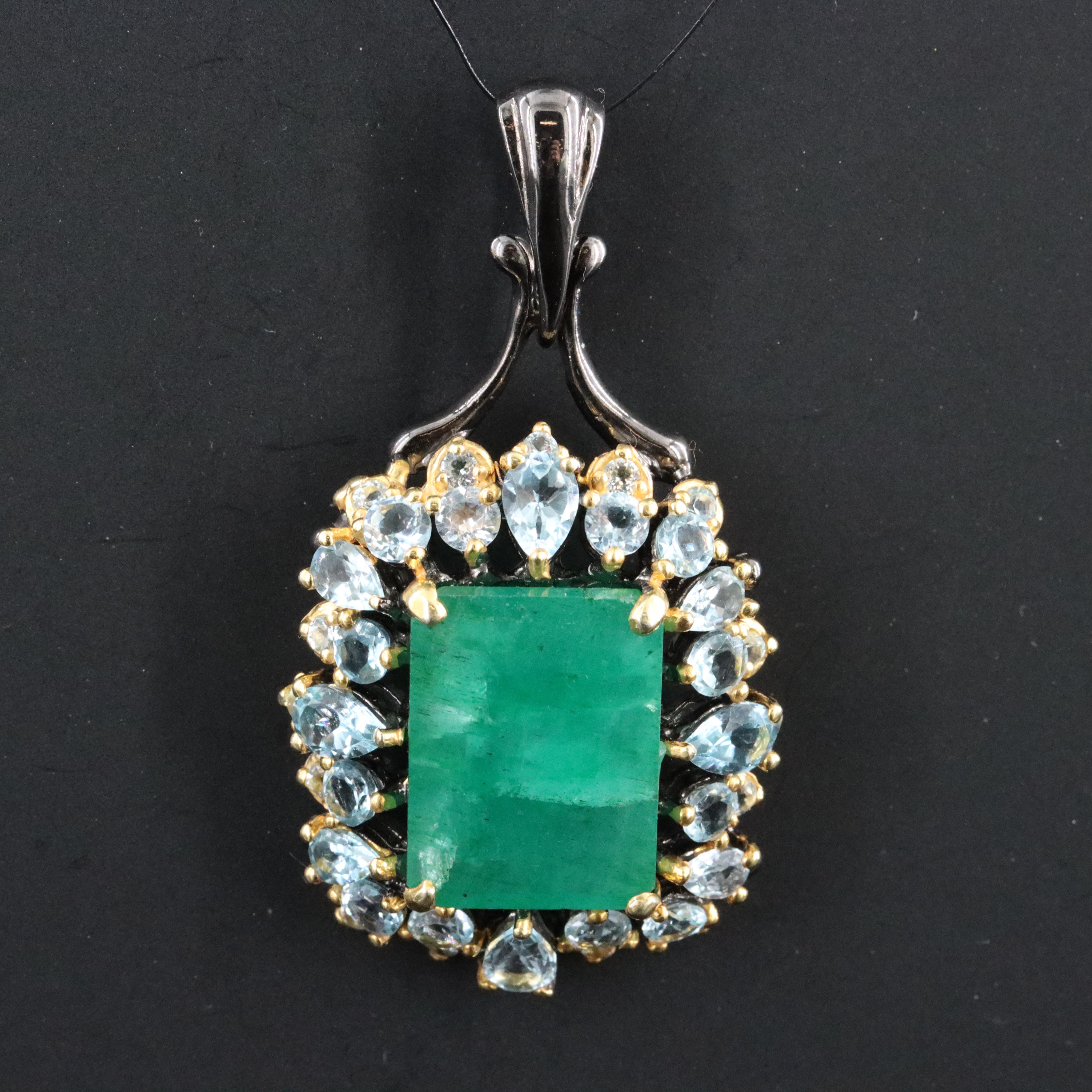 Sterling Beryl and Blue Topaz Pendant