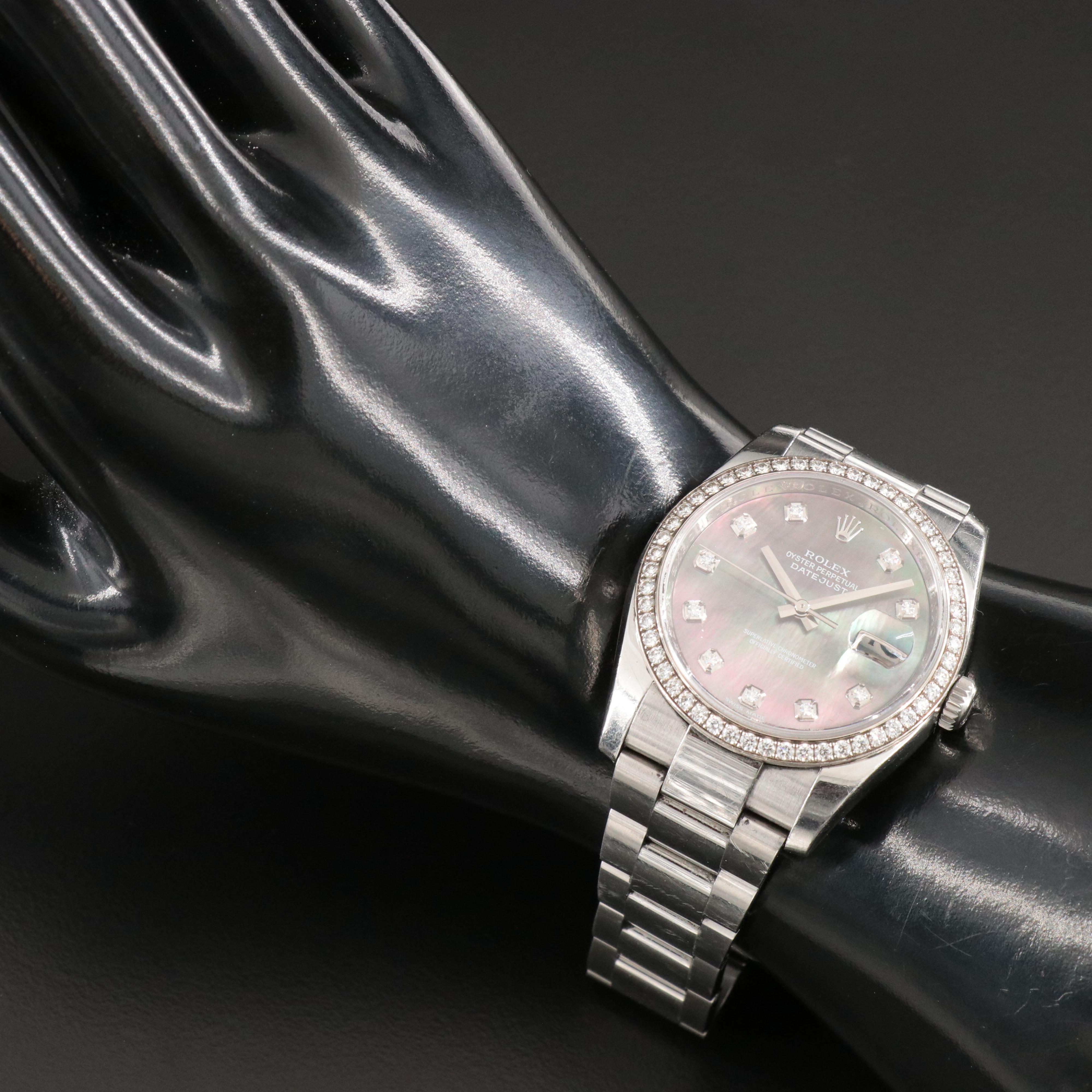 18K and Stainless Steel Rolex Datejust 36 Factory Diamond 1.60 CTW Watch 116244