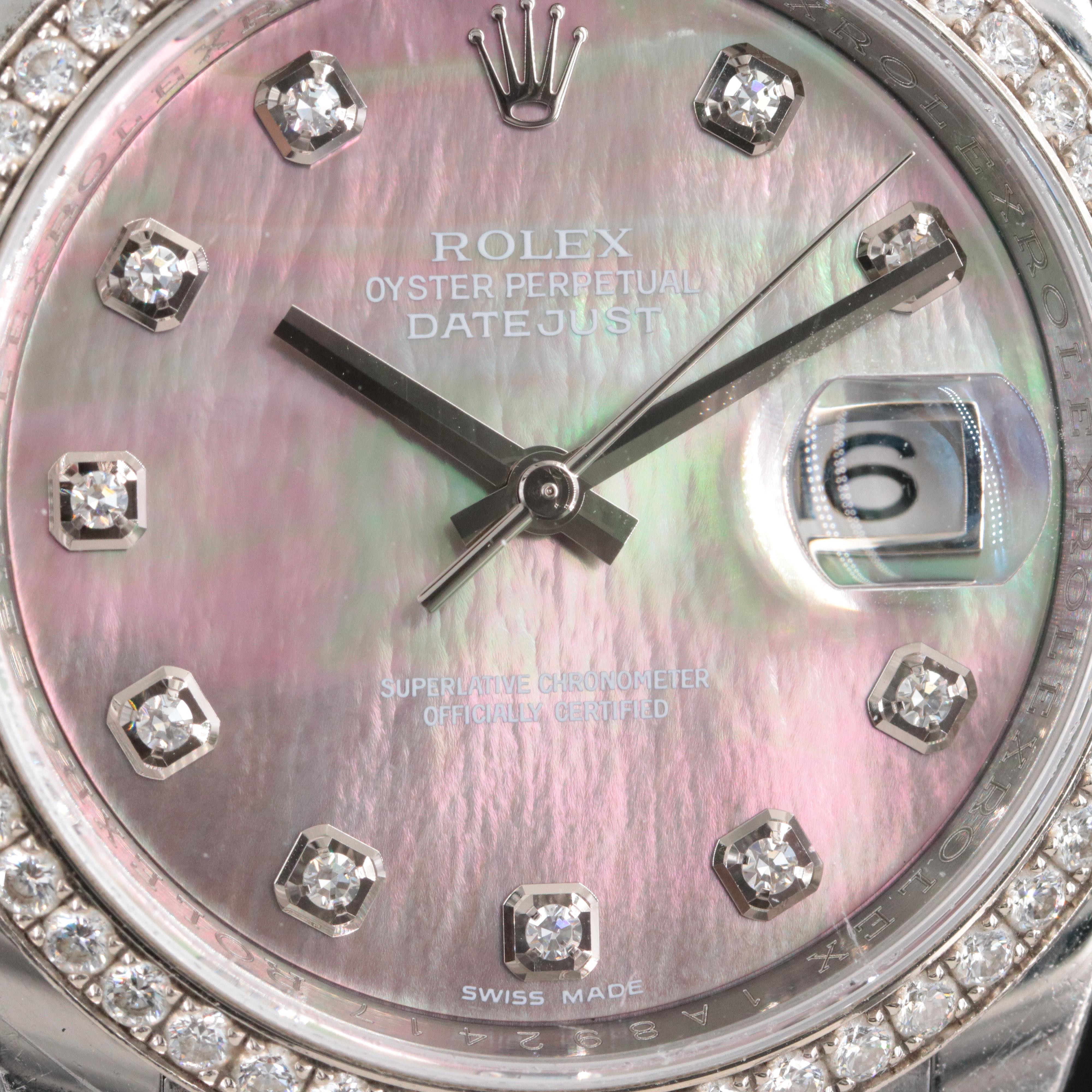 18K and Stainless Steel Rolex Datejust 36 Factory Diamond 1.60 CTW Watch 116244