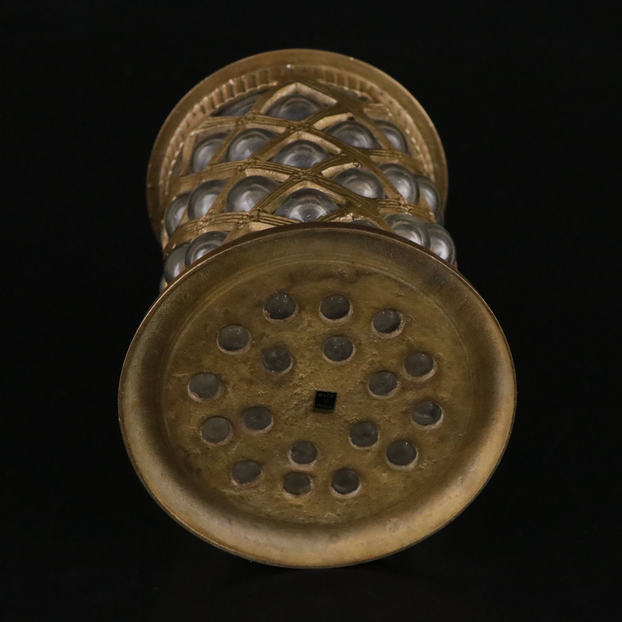 Caged Glass & Brass Lidded Jar