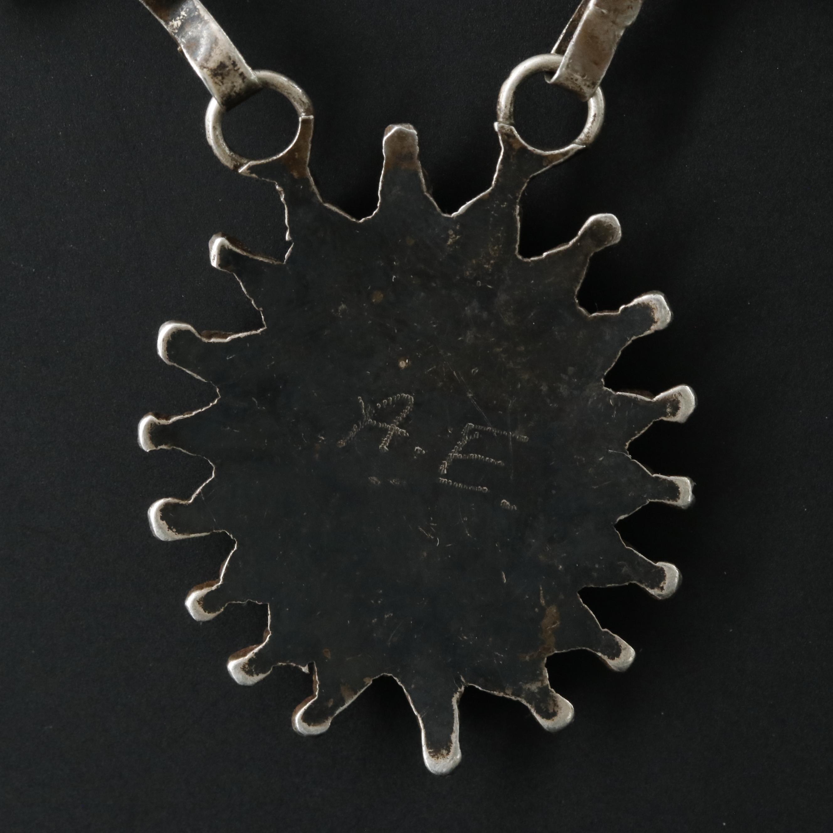 Southwestern Signed Sterling Turquoise Needle Point Necklace