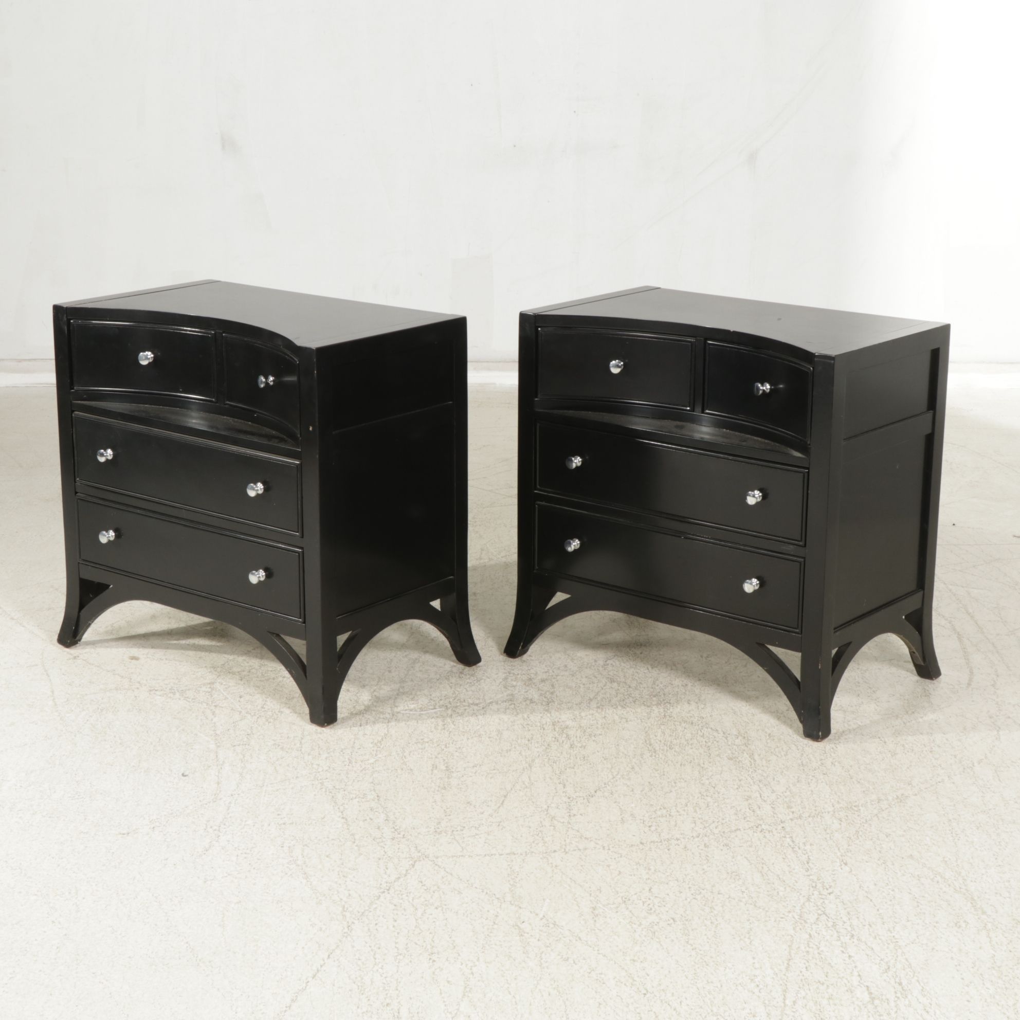 American Signature Black Flip-Top Display Sideboard and Two Small Chests