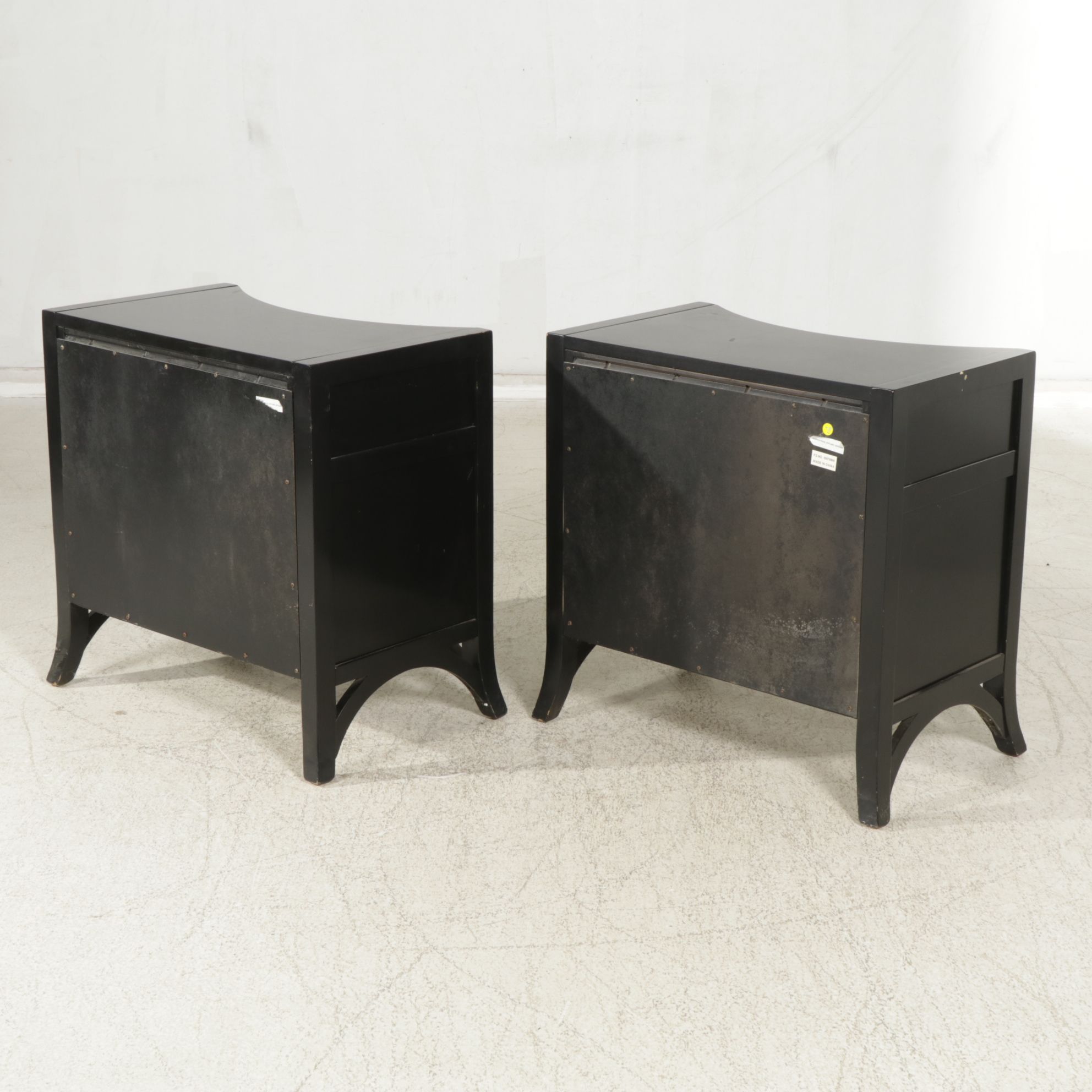 American Signature Black Flip-Top Display Sideboard and Two Small Chests