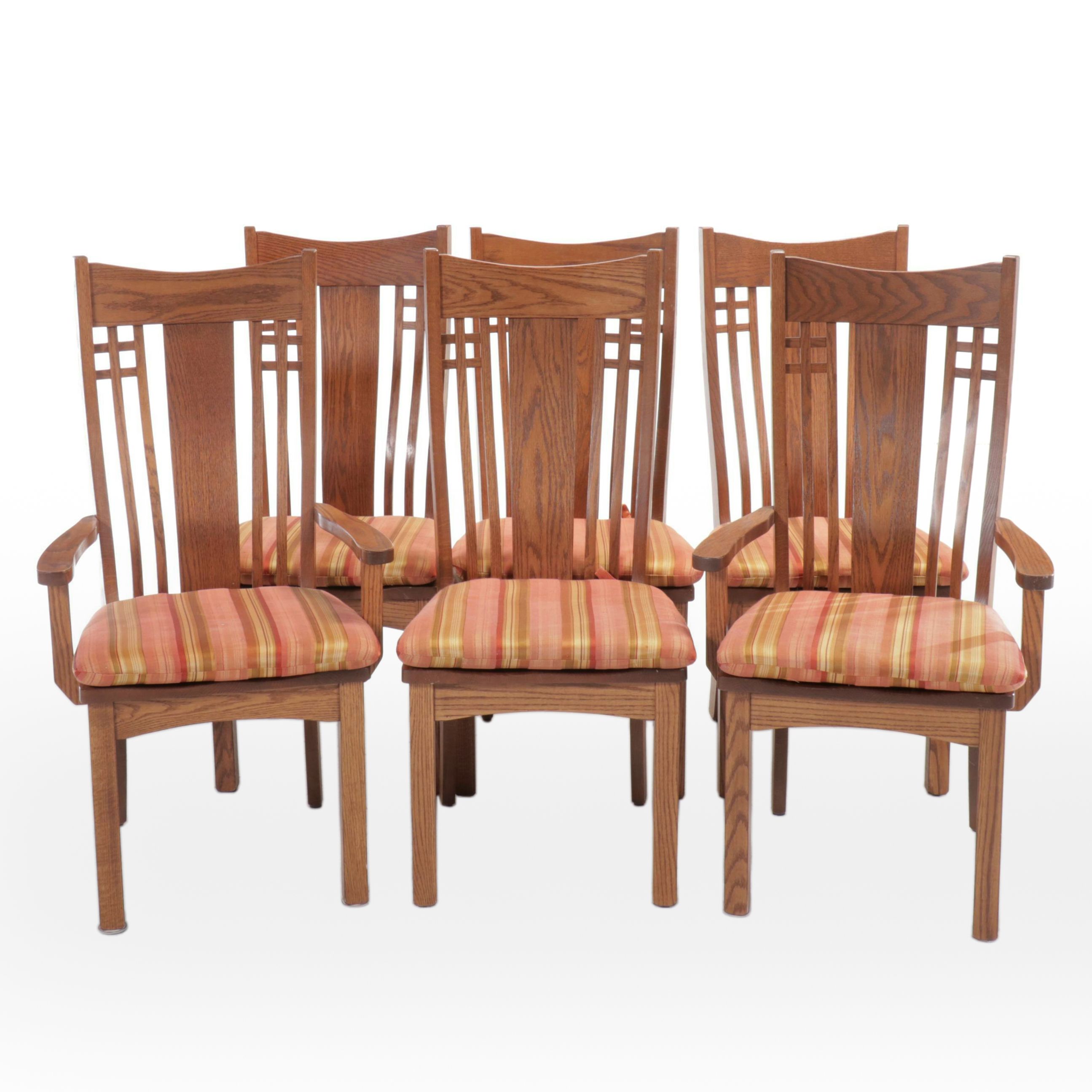 Set of Six Oak Armchairs and Side Chairs