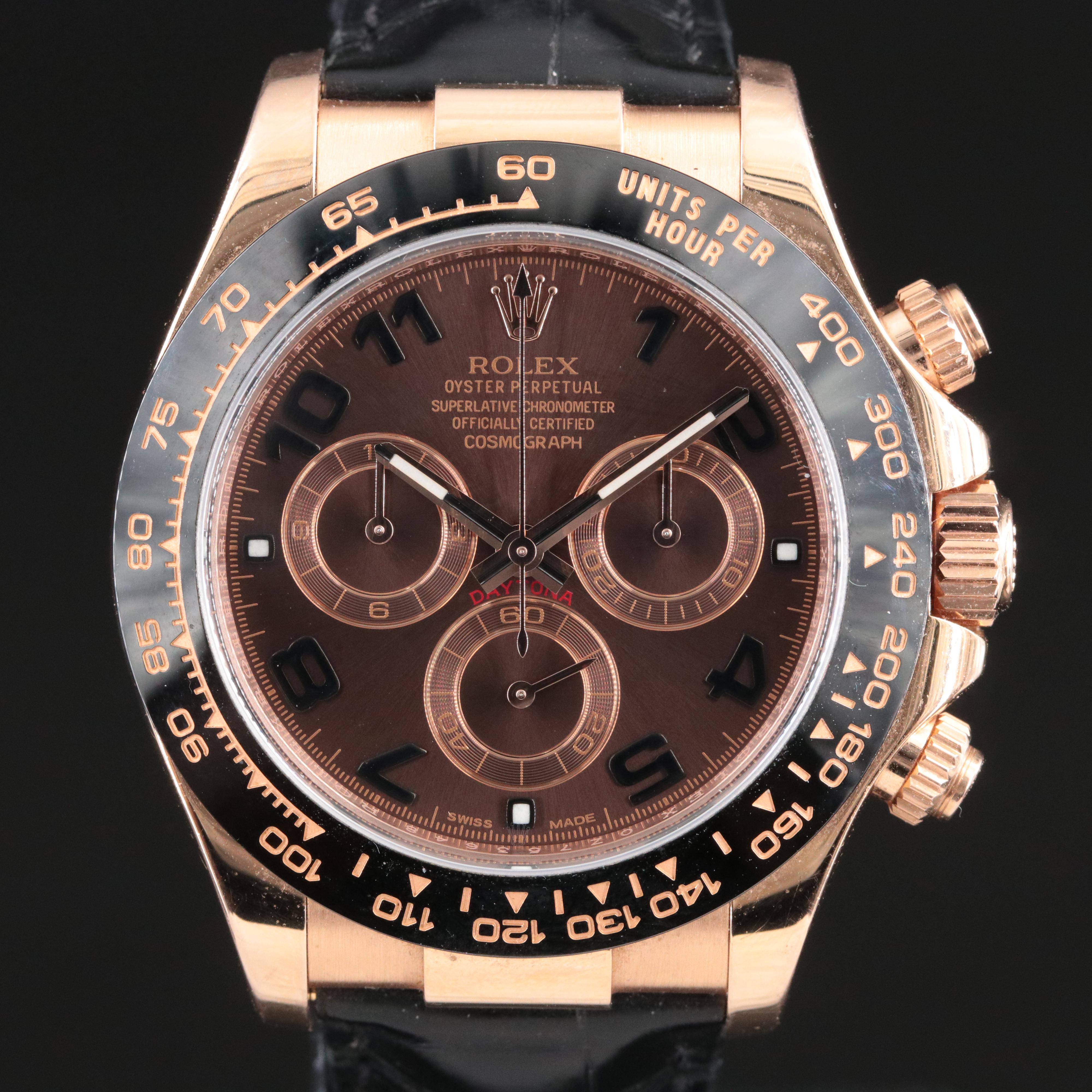 Rolex Daytona 18K Rose Gold Chocolate Arabic Dial 1116515 Watch