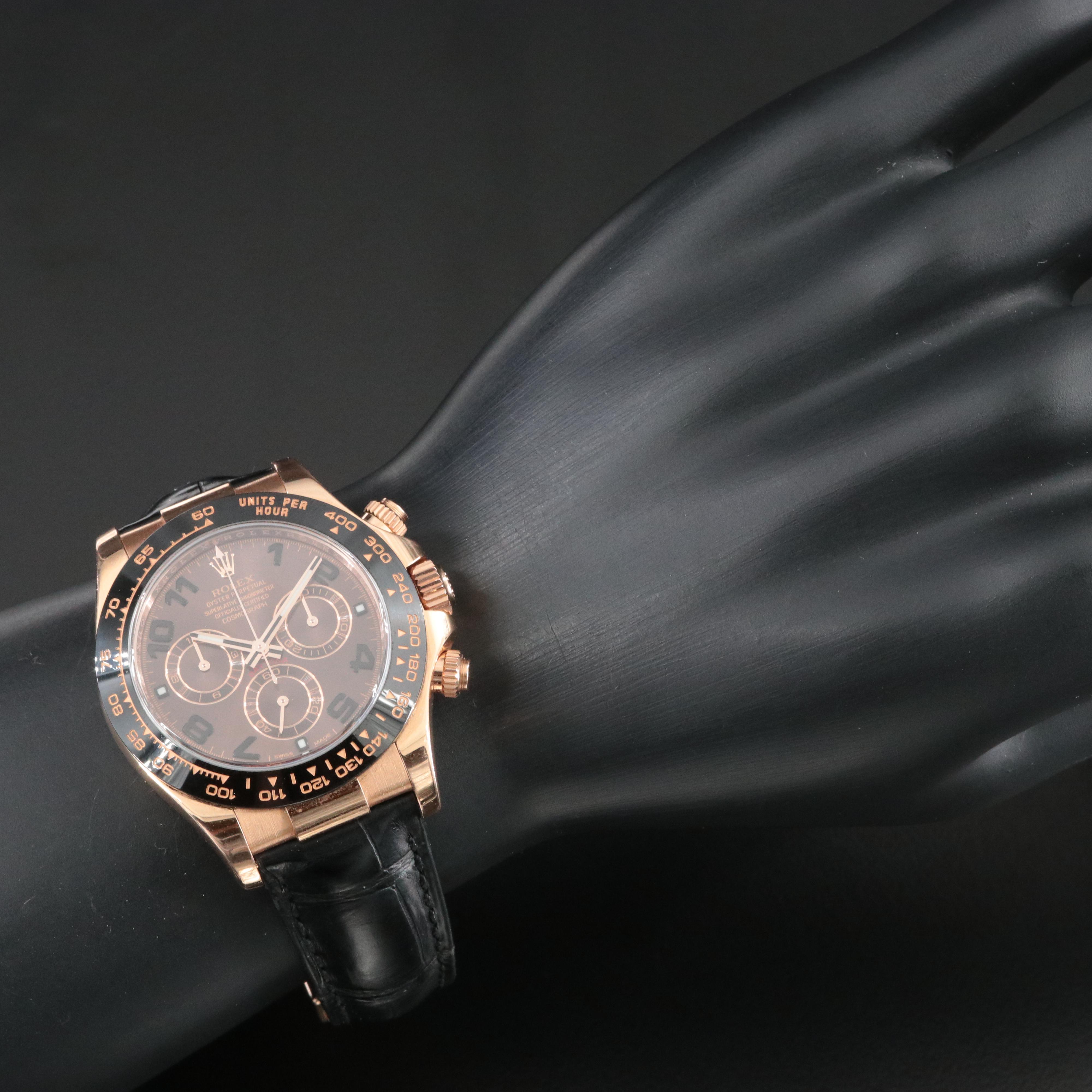 Rolex Daytona 18K Rose Gold Chocolate Arabic Dial 1116515 Watch