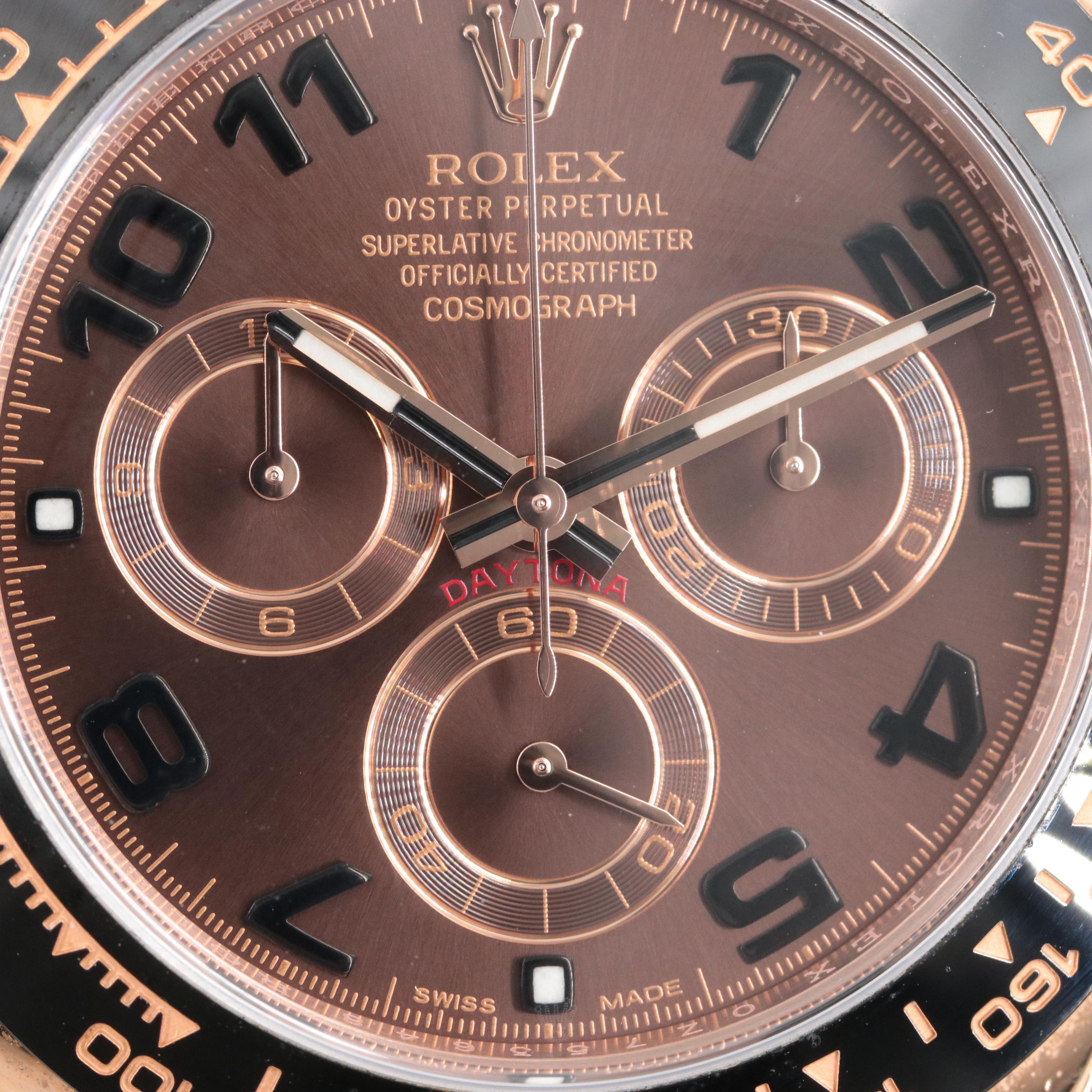 Rolex Daytona 18K Rose Gold Chocolate Arabic Dial 1116515 Watch