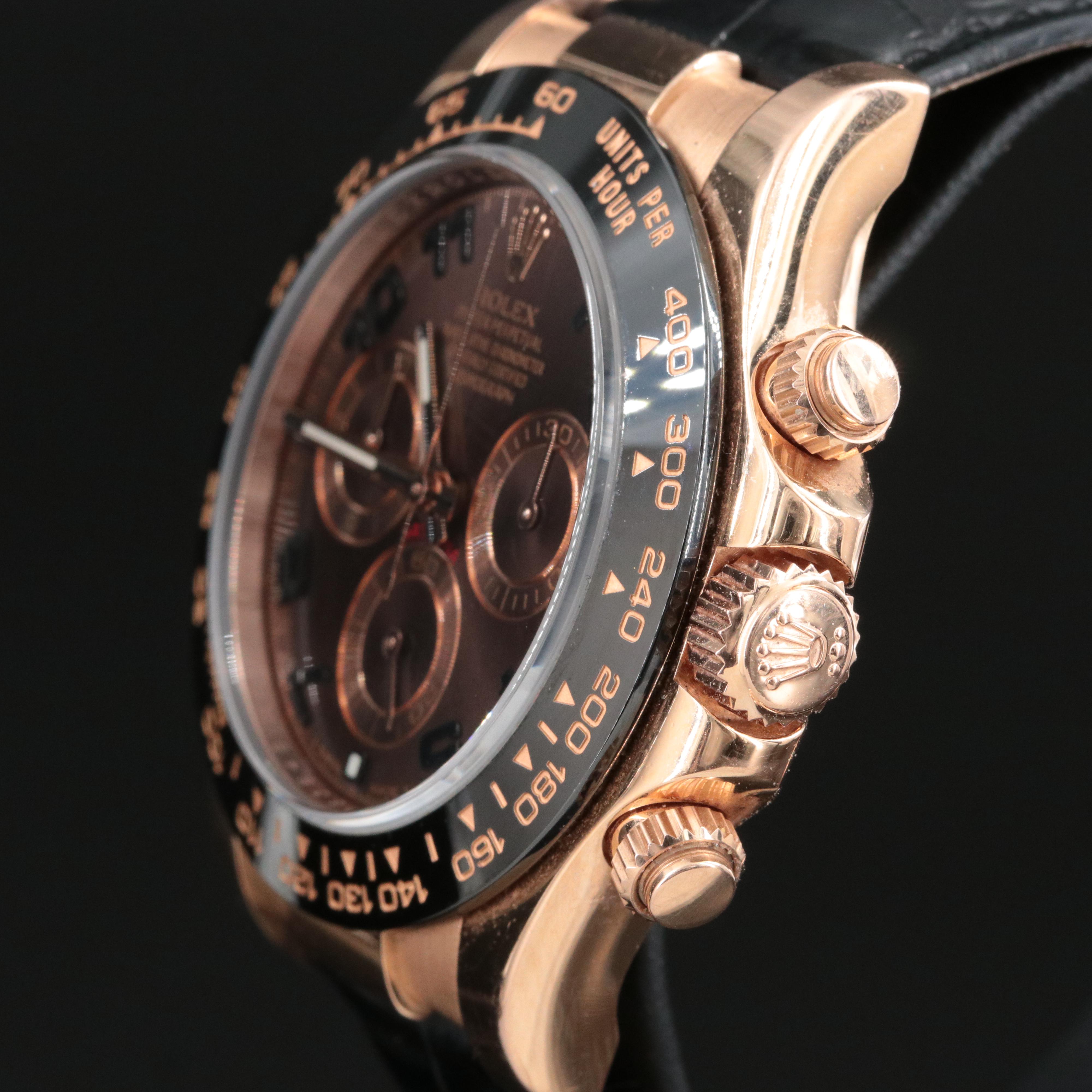 Rolex Daytona 18K Rose Gold Chocolate Arabic Dial 1116515 Watch