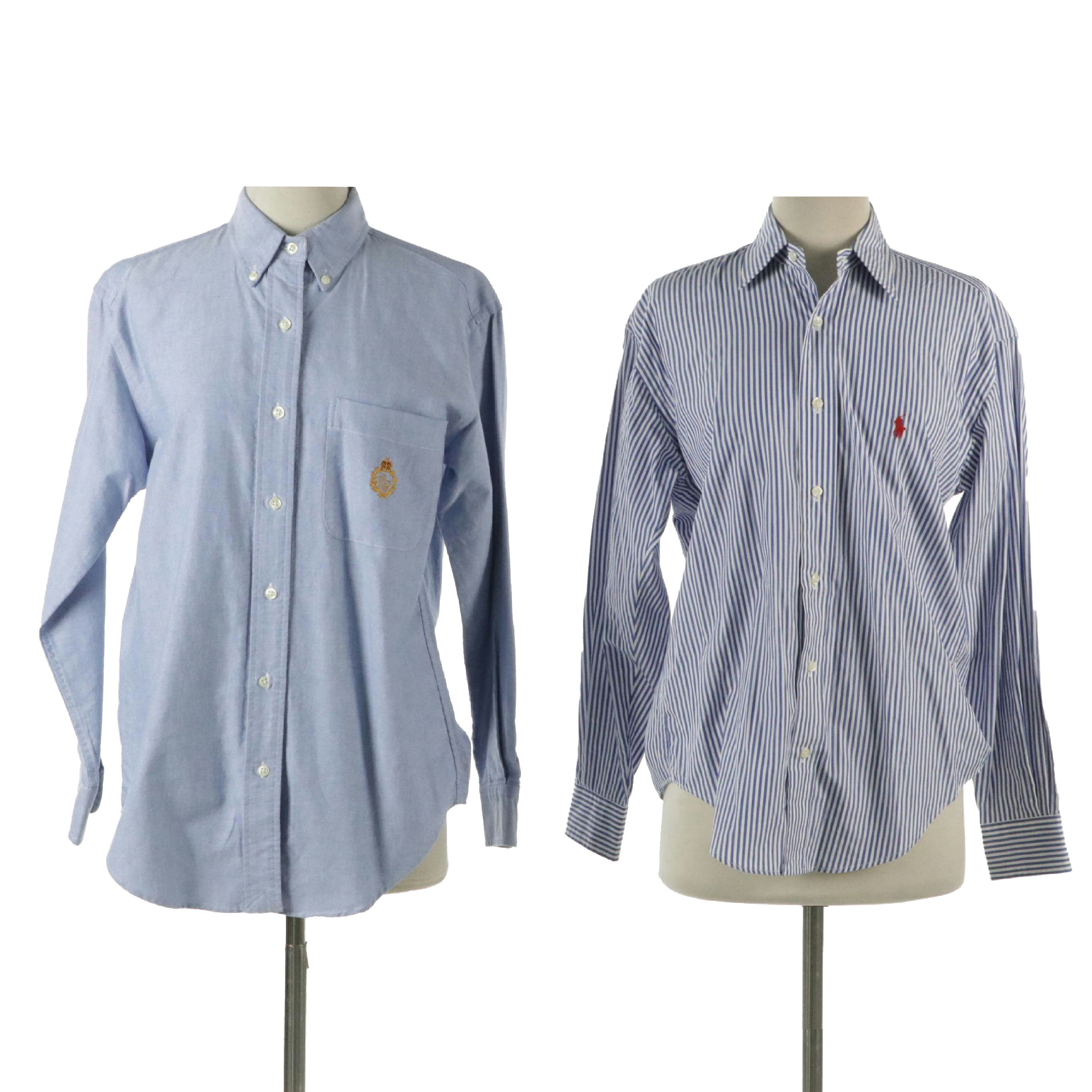 Ralph Lauren Blue Cotton Button-Front Shirts