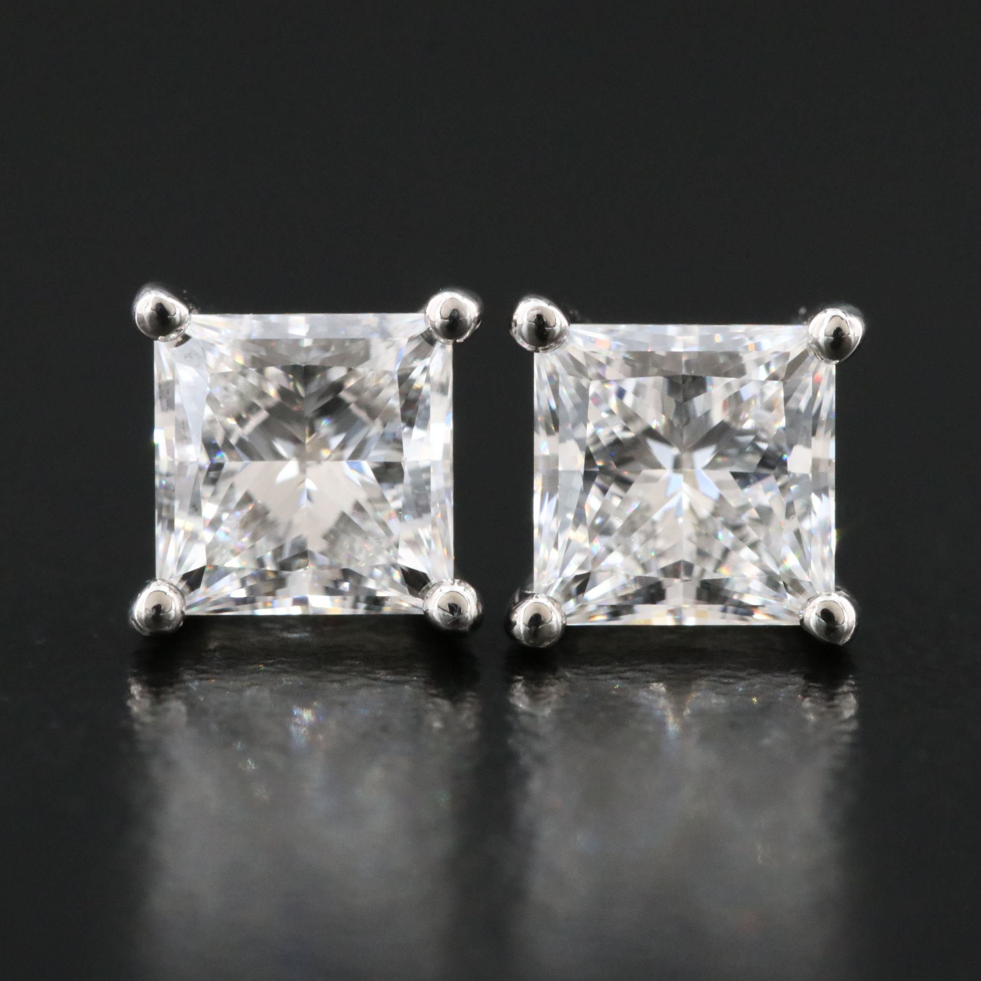 Platinum 2.05 CTW Lab Grown Diamond Stud Earrings with IGI Reports